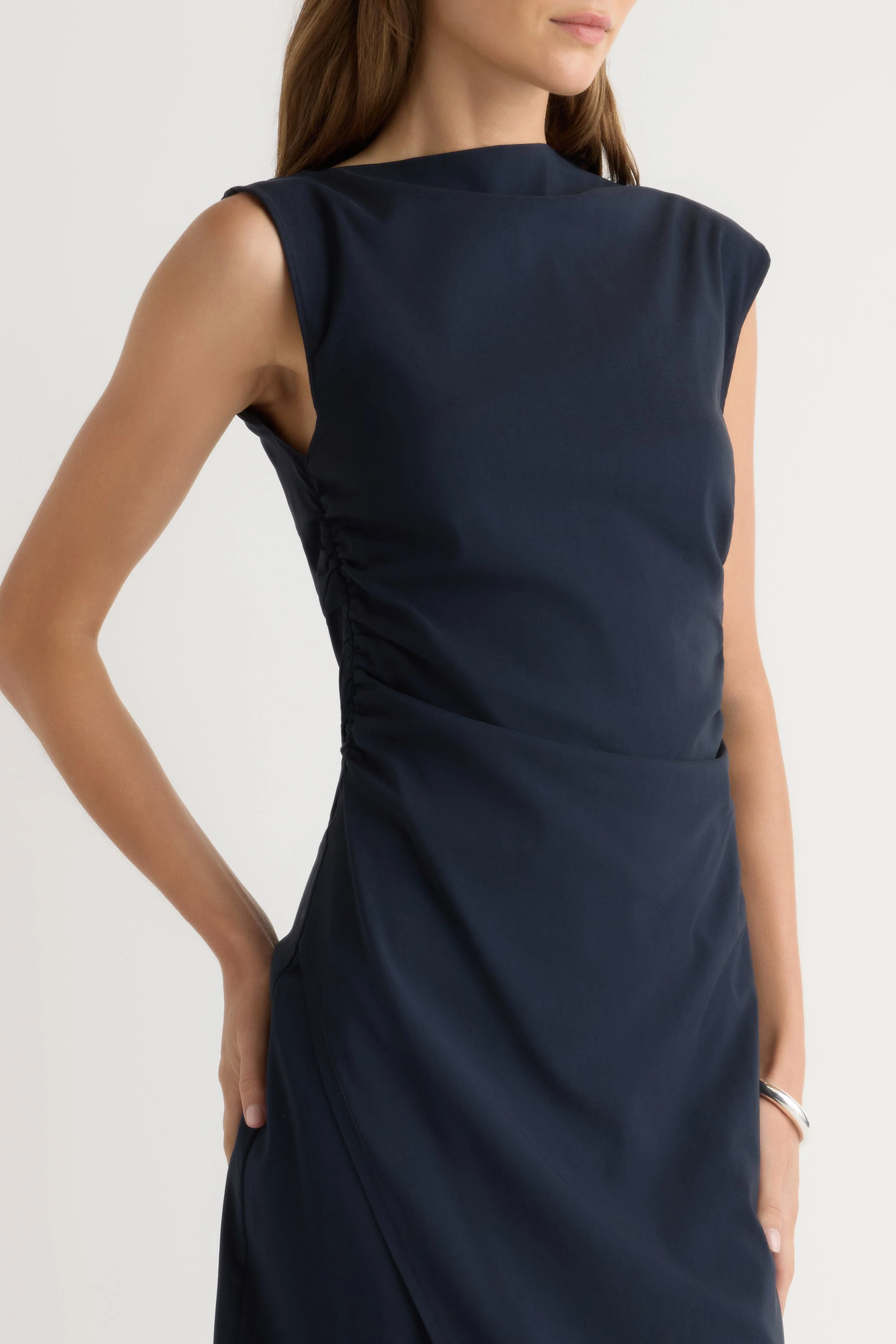 Manon Asymmetric-Neck Ruched Dress - Image 7