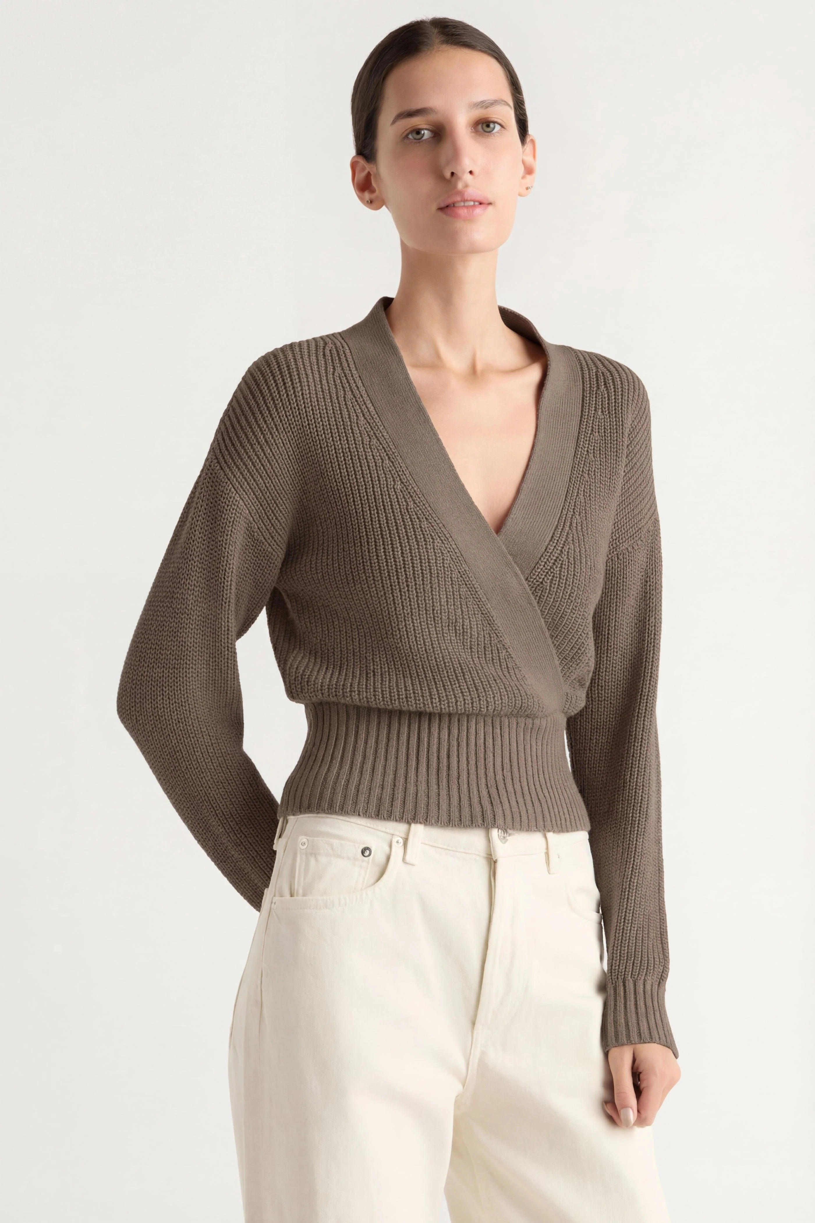 Maren Cropped V-Neck Sweater - Image 3