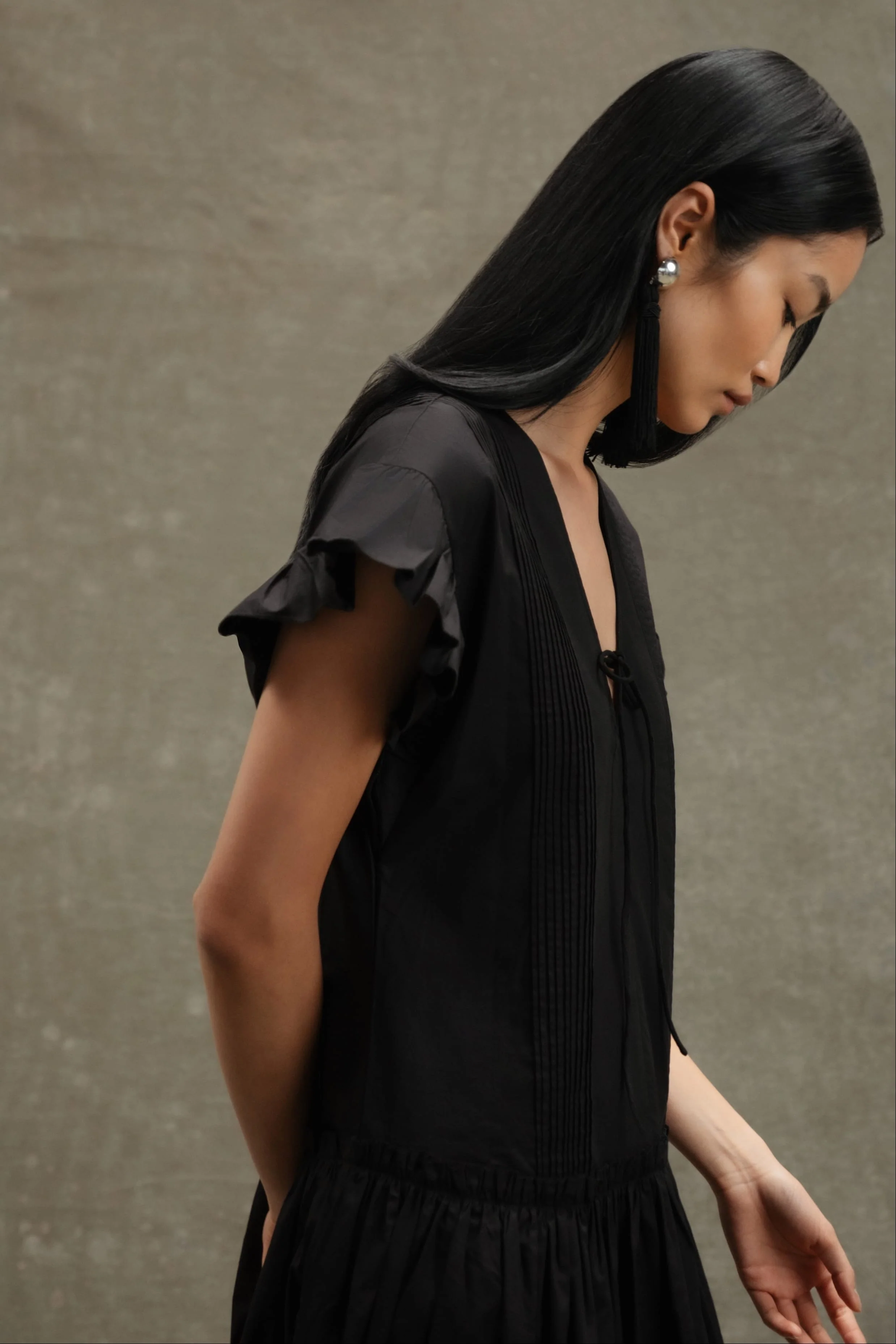 Margaux Ruffle-Sleeve Pleated Dress - Image 10