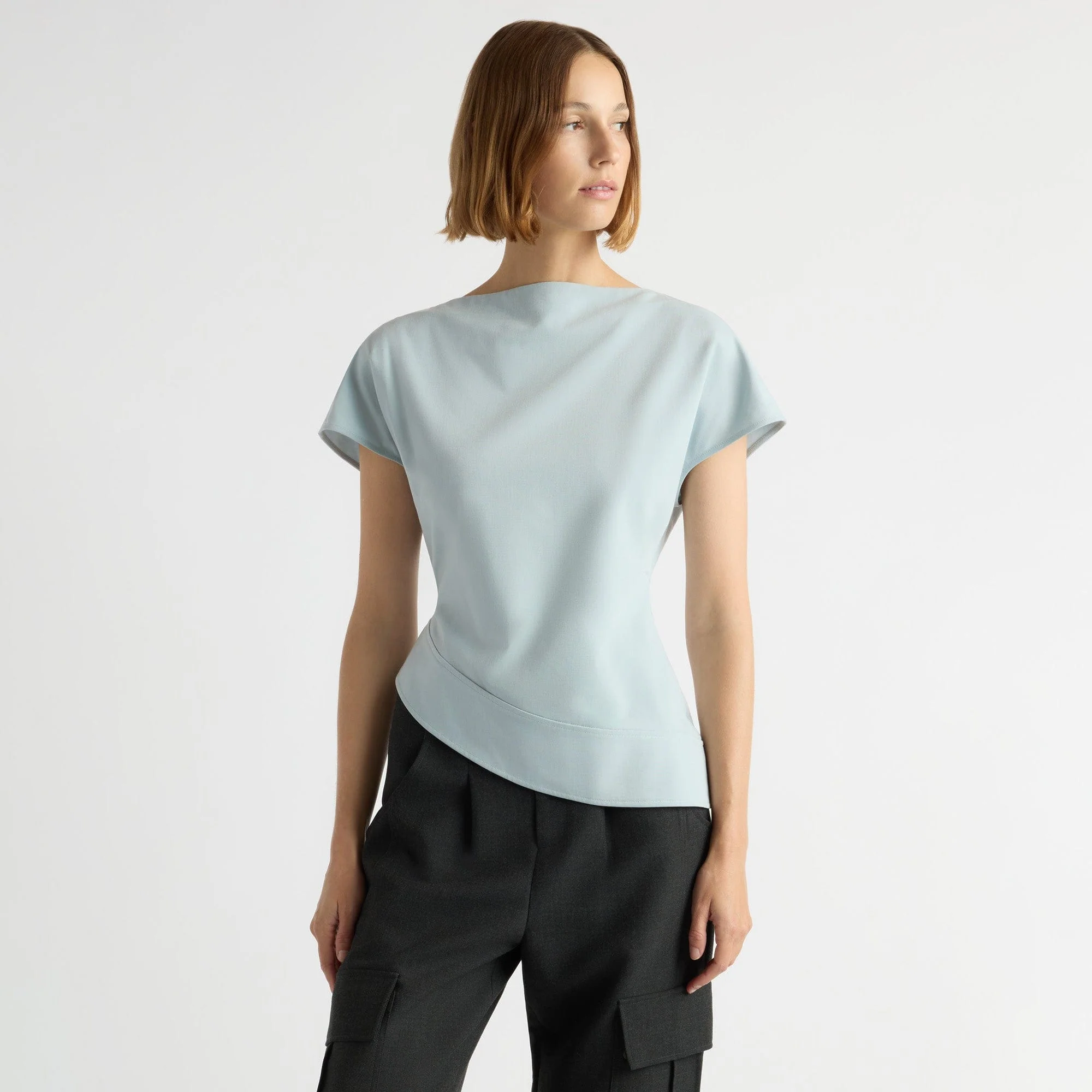 McKenna Sculpted Asymmetric-Hem Blouse