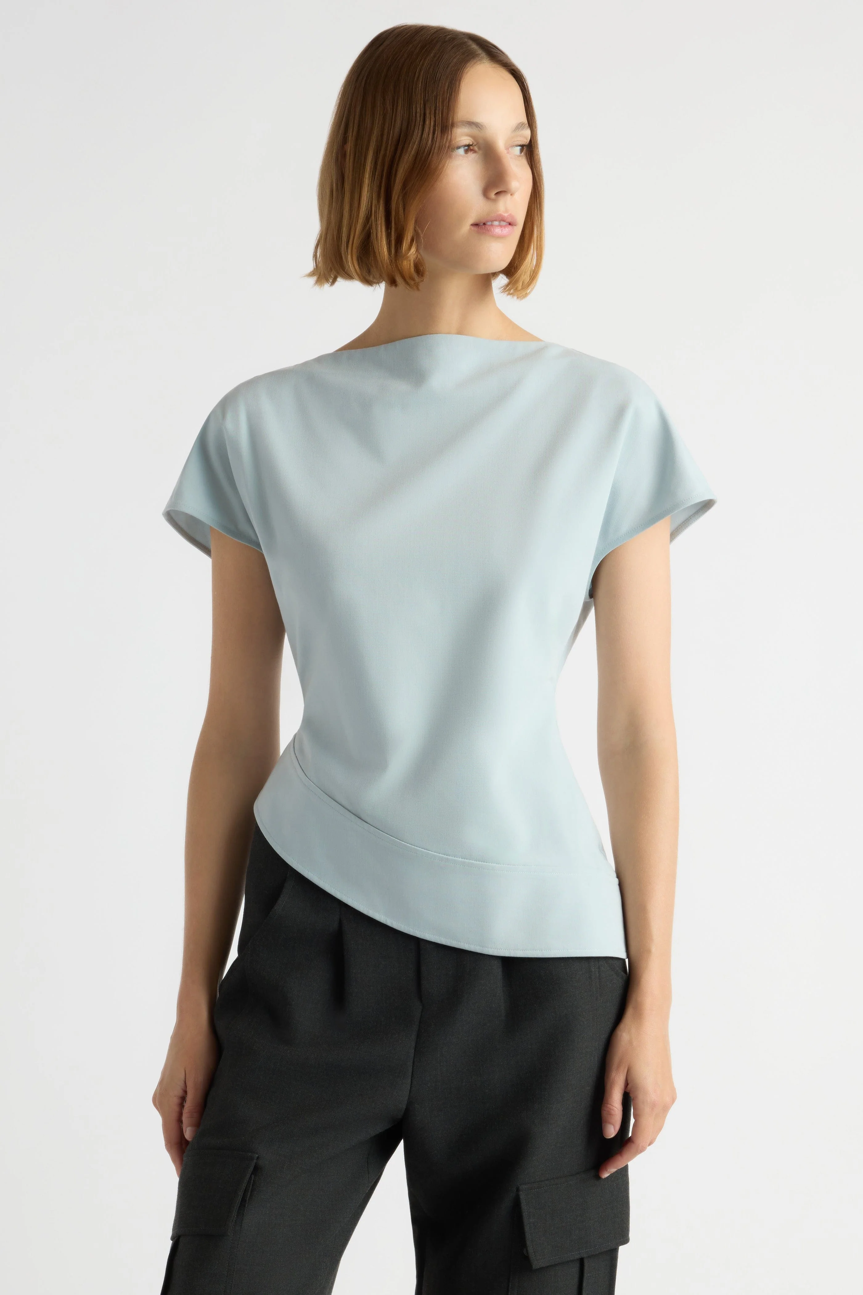 McKenna Sculpted Asymmetric-Hem Blouse - Image 2