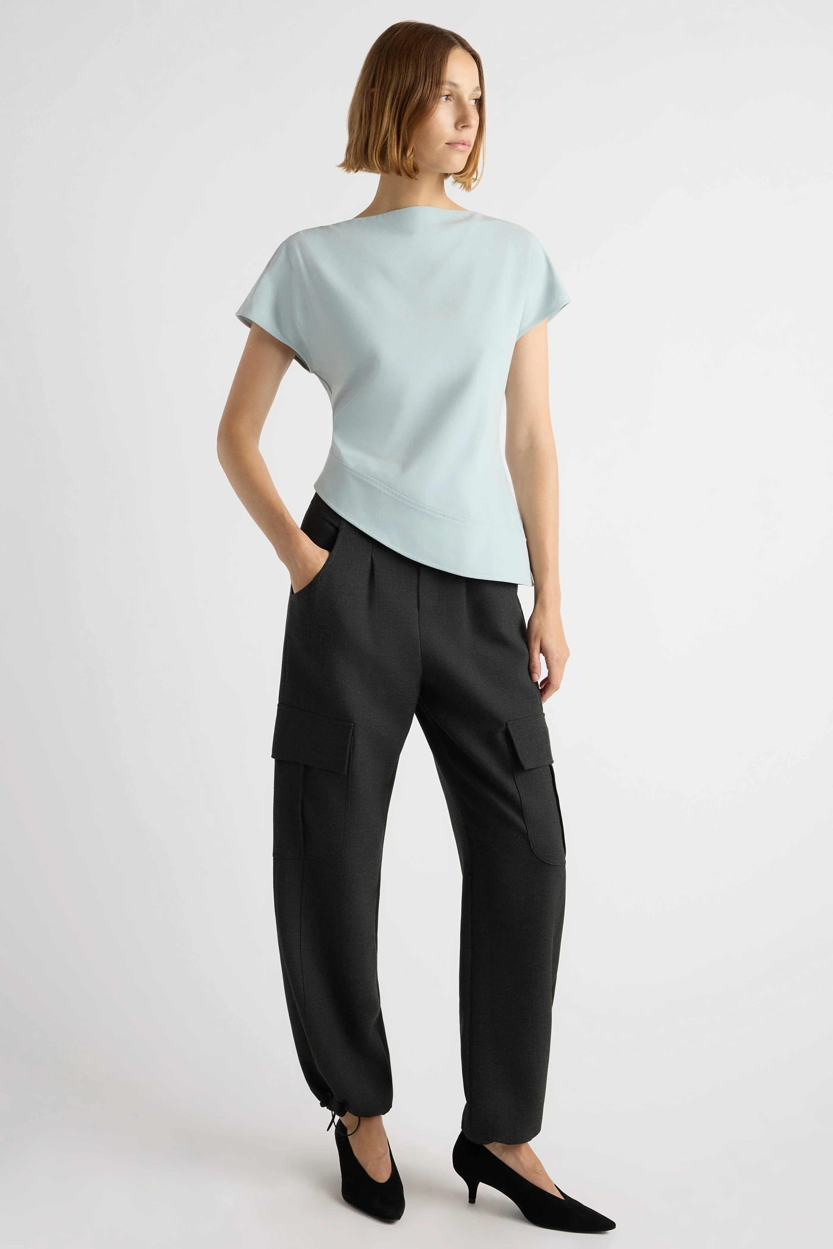 McKenna Sculpted Asymmetric-Hem Blouse - Image 3