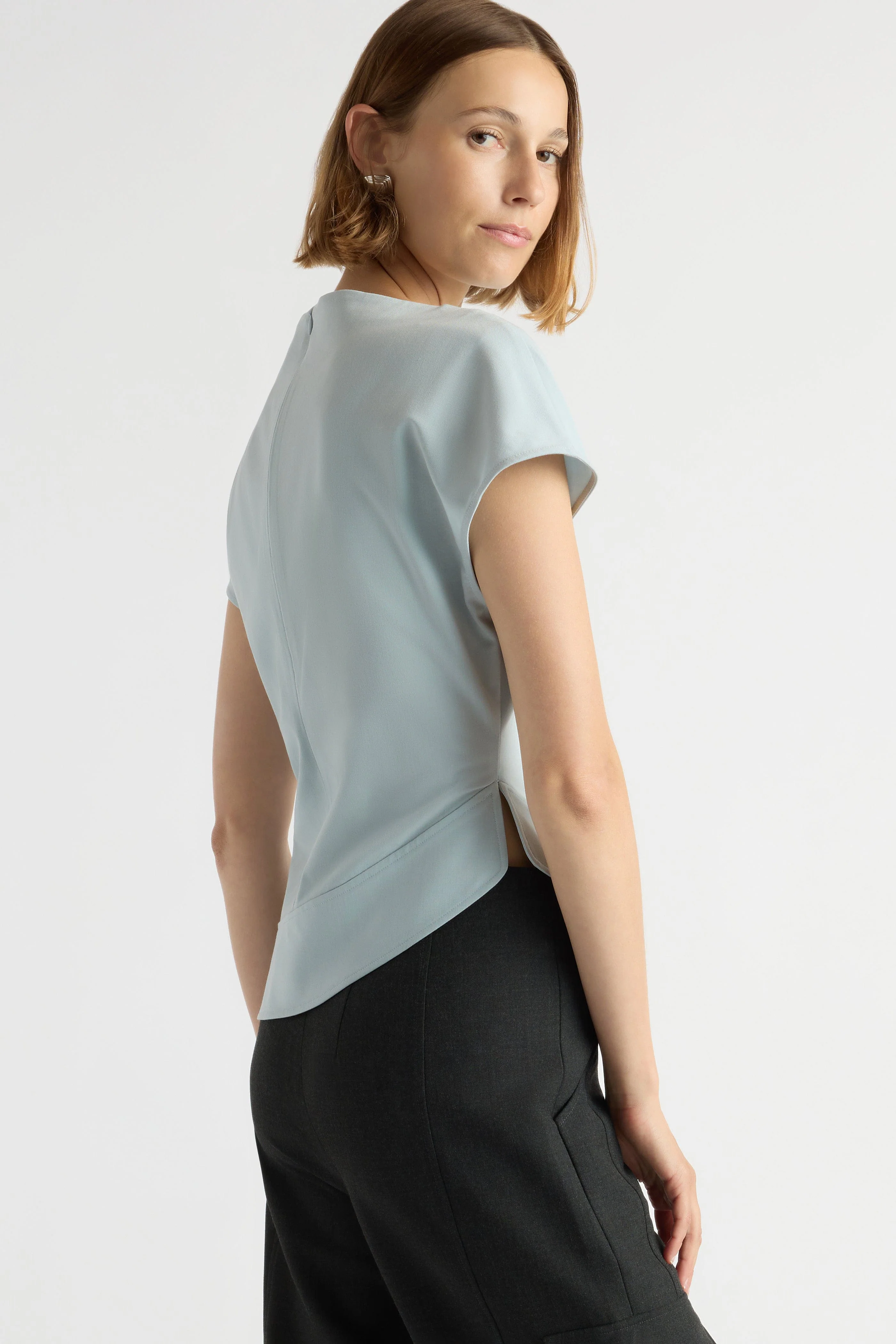 McKenna Sculpted Asymmetric-Hem Blouse - Image 5