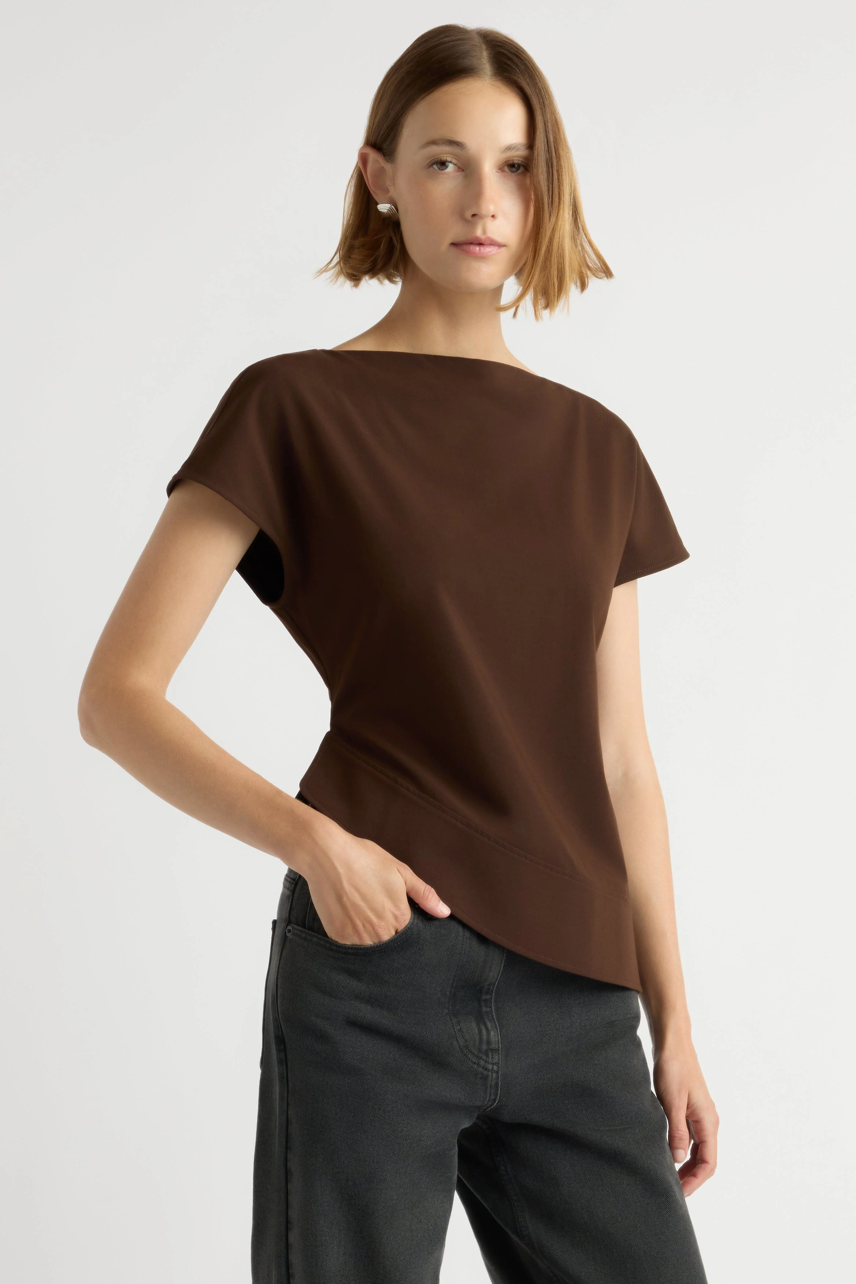 McKenna Sculpted Asymmetric-Hem Blouse - Image 2