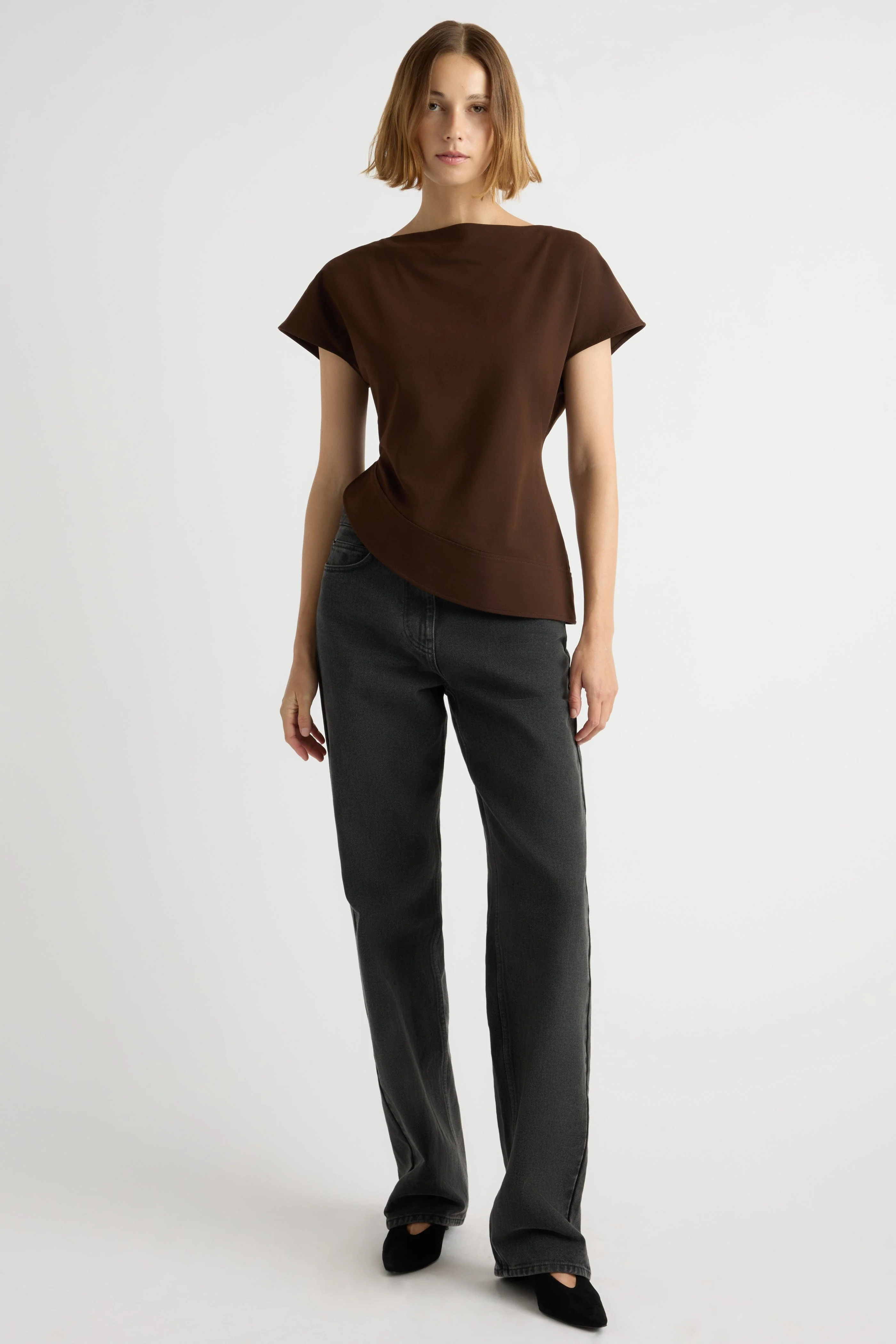 McKenna Sculpted Asymmetric-Hem Blouse - Image 3