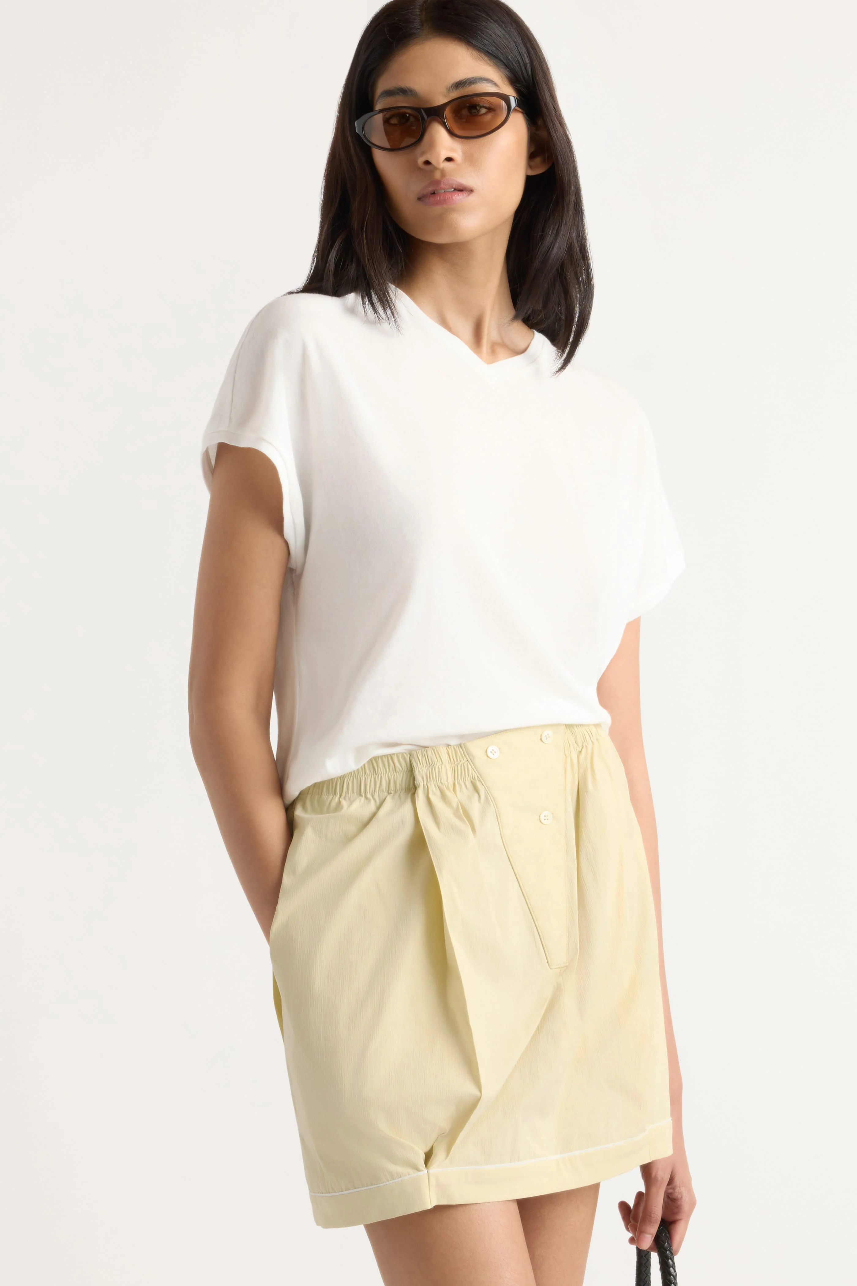 Misha Stretch-Waist Placket Mini Skirt - Image 3