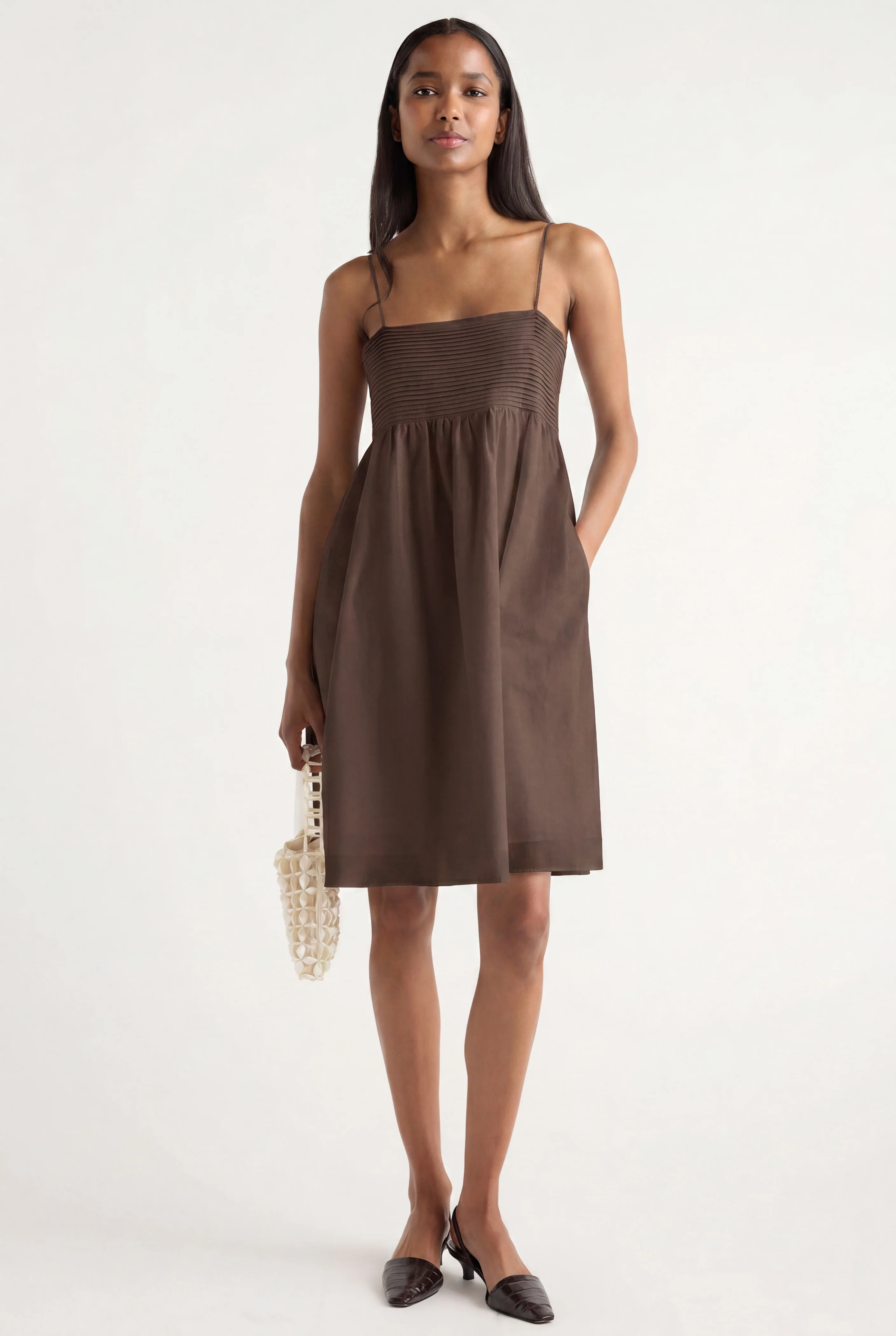 Myra Pintuck Cotton-Silk Dress - Image 5