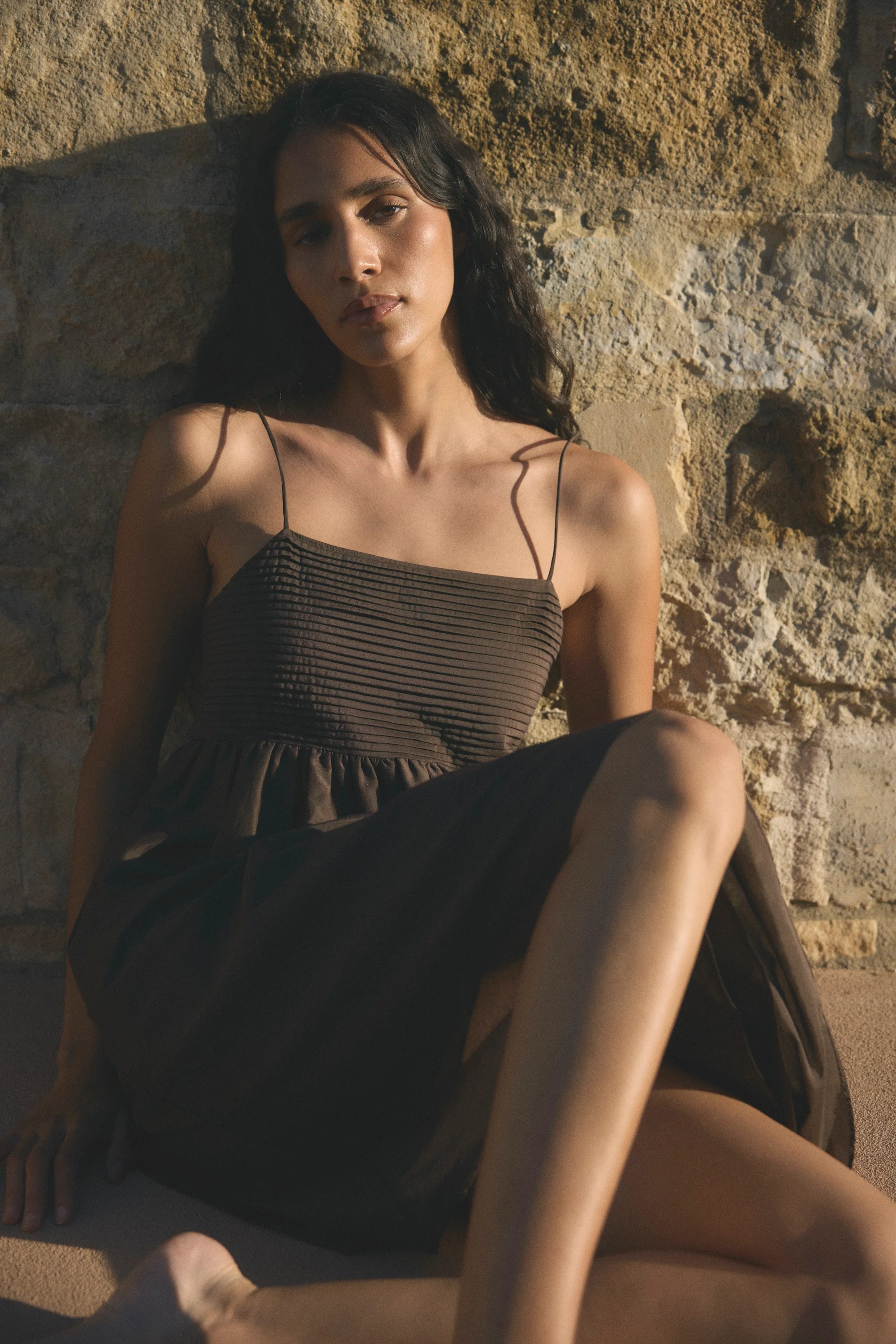 Myra Pintuck Cotton-Silk Dress - Image 7