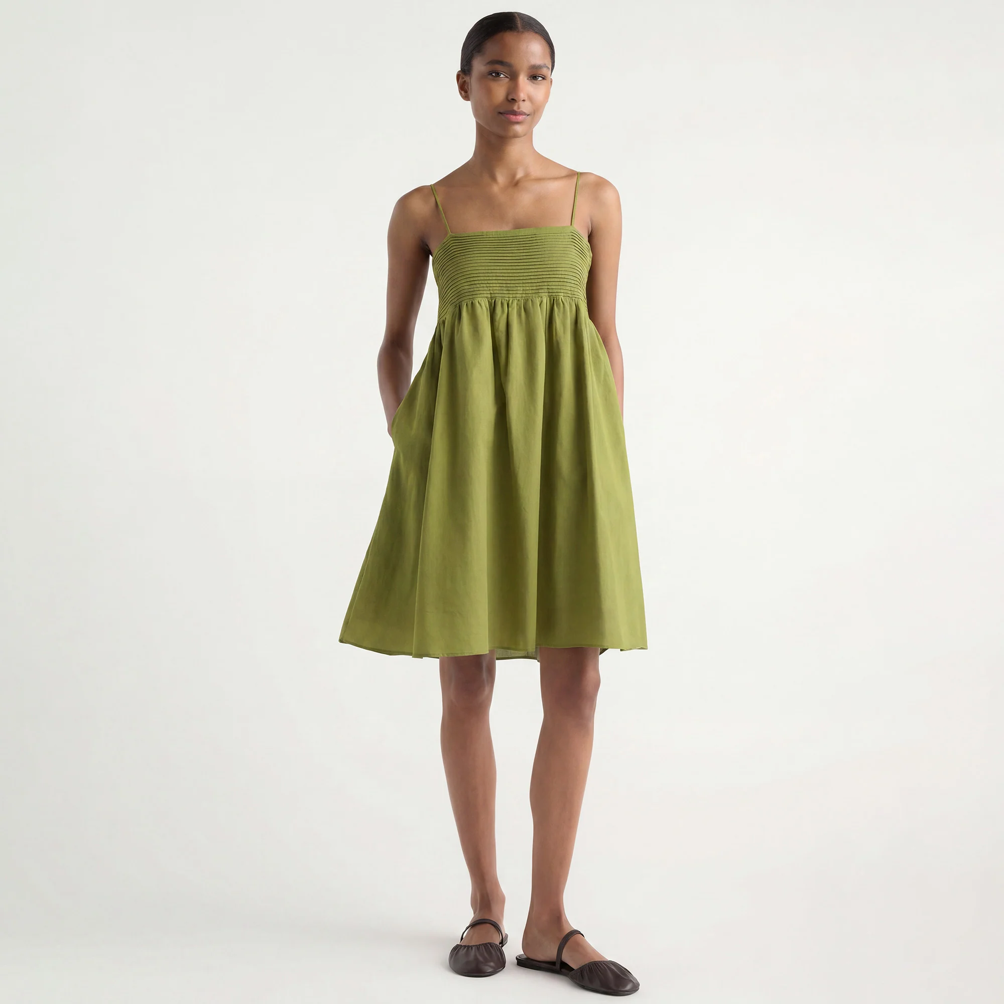 Myra Pintuck Cotton-Silk Dress