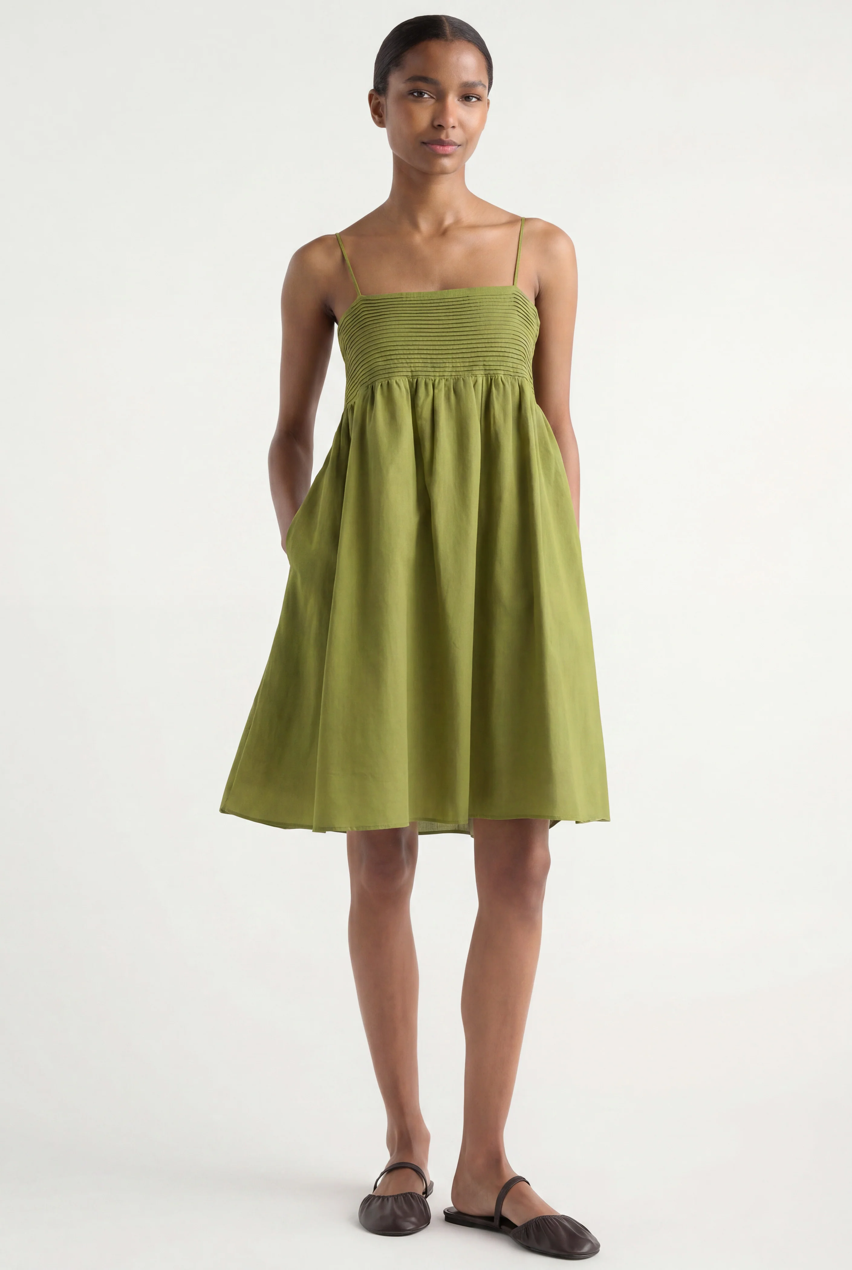 Myra Pintuck Cotton-Silk Dress - Image 2