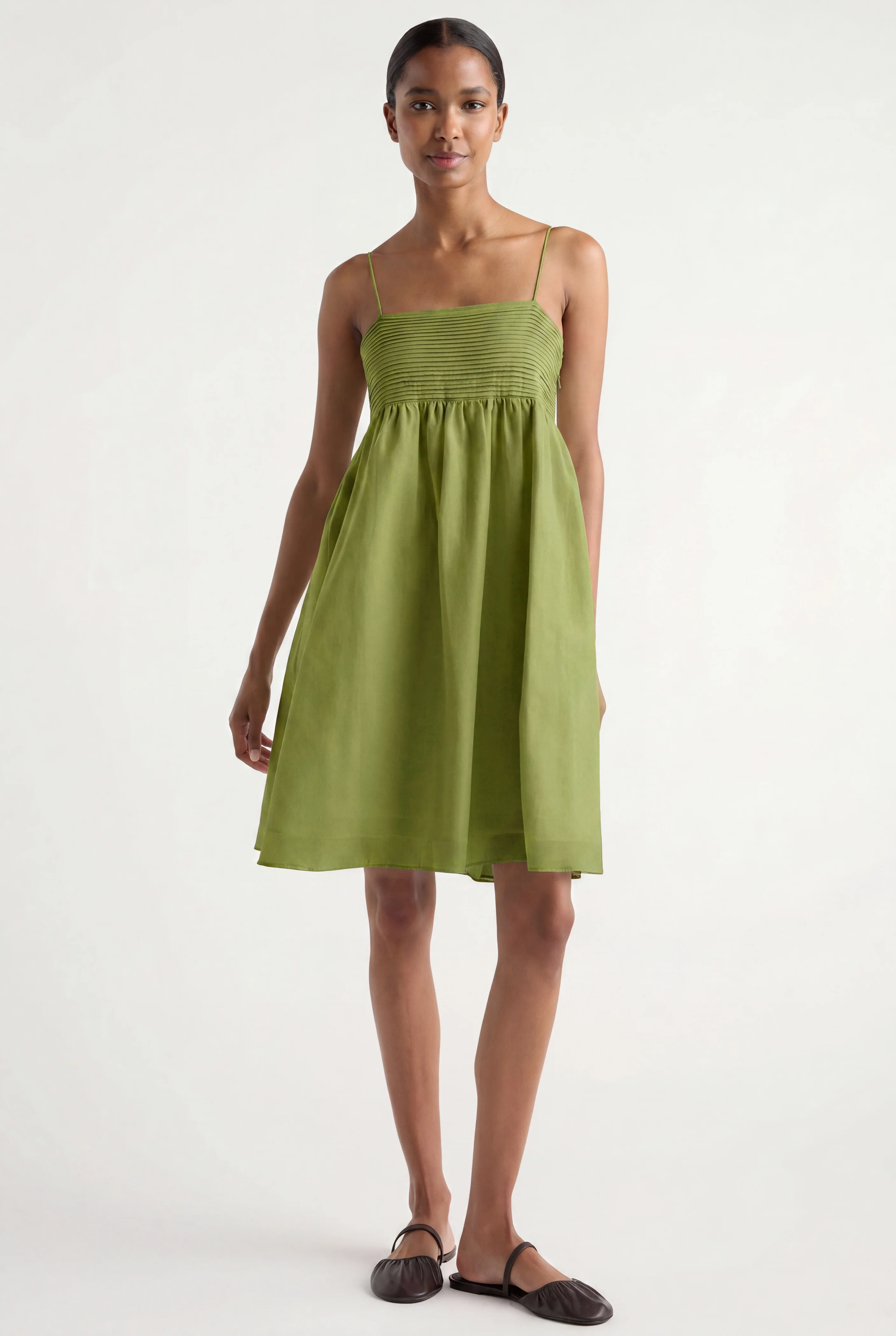 Myra Pintuck Cotton-Silk Dress - Image 6