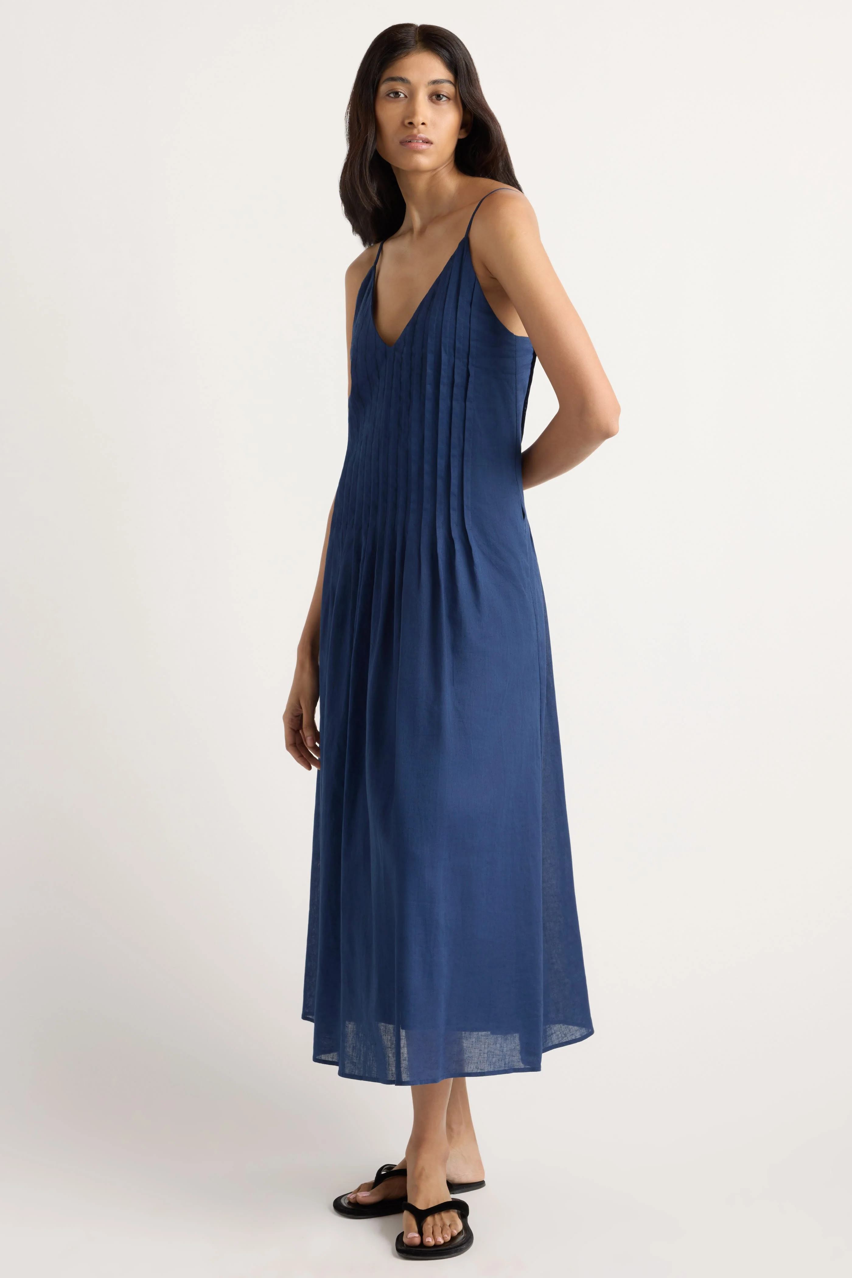 Naomi Pleated Linen-Cotton Dress - Image 5