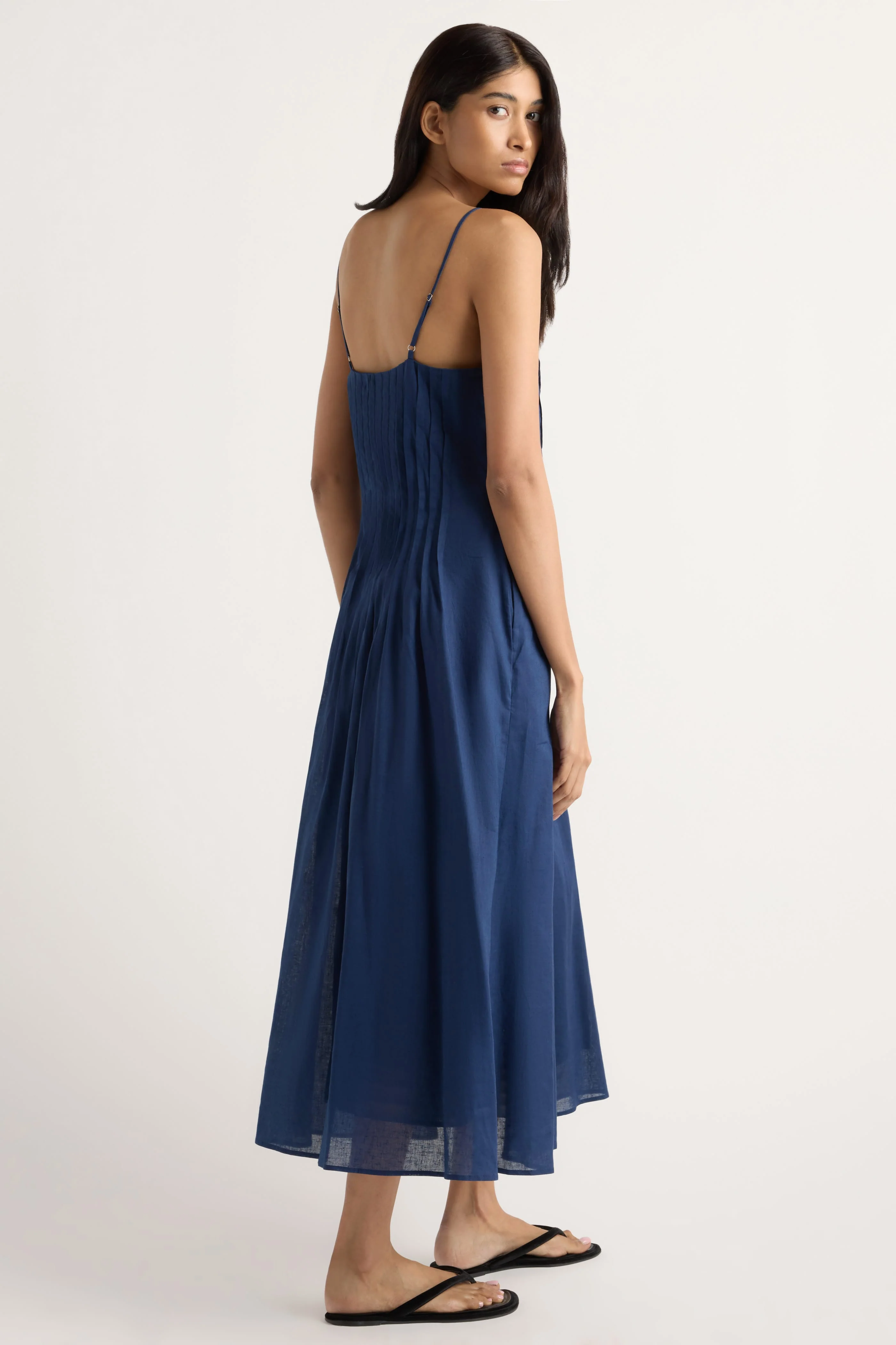 Naomi Pleated Linen-Cotton Dress - Image 7