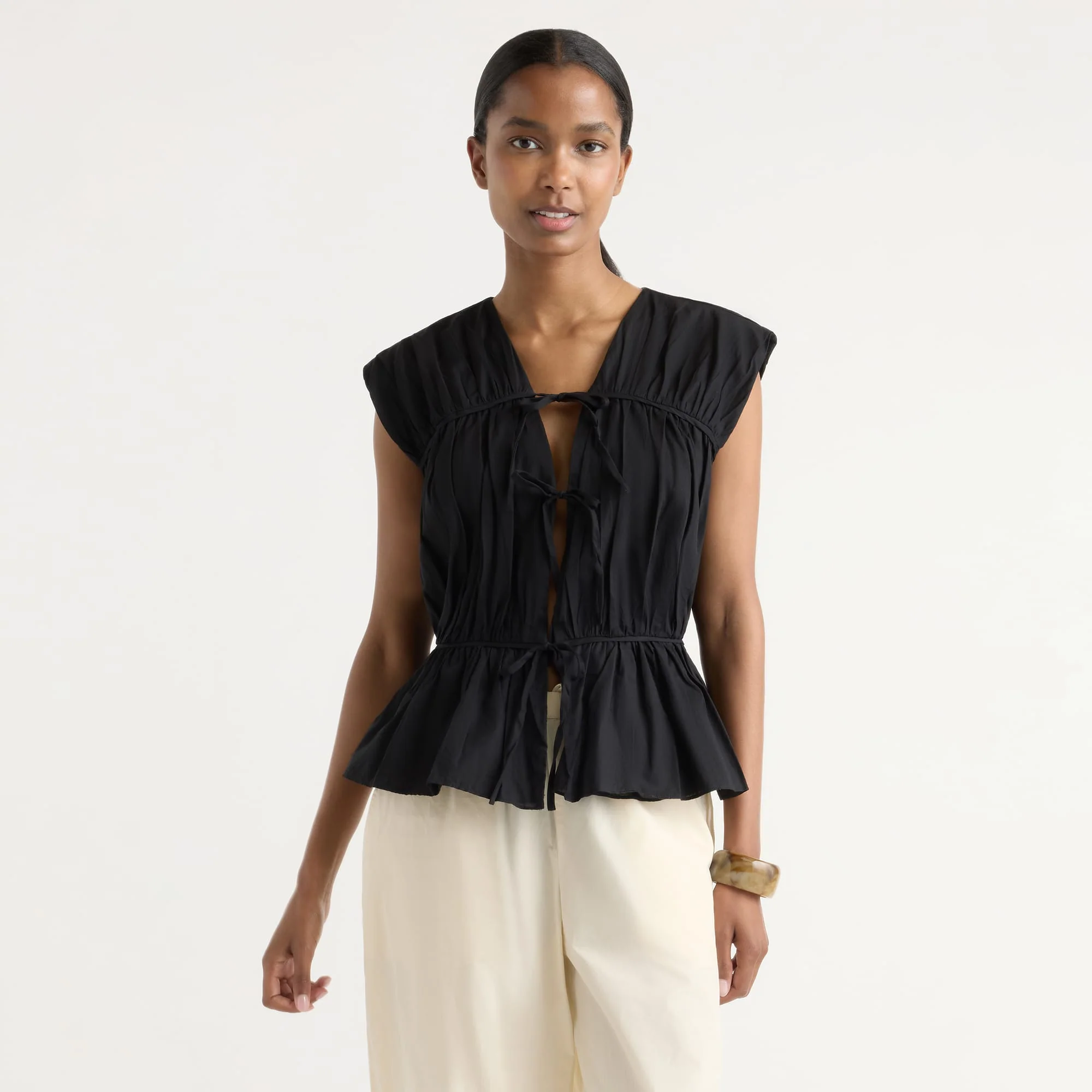 Norah Tie-Front Organic Cotton Blouse