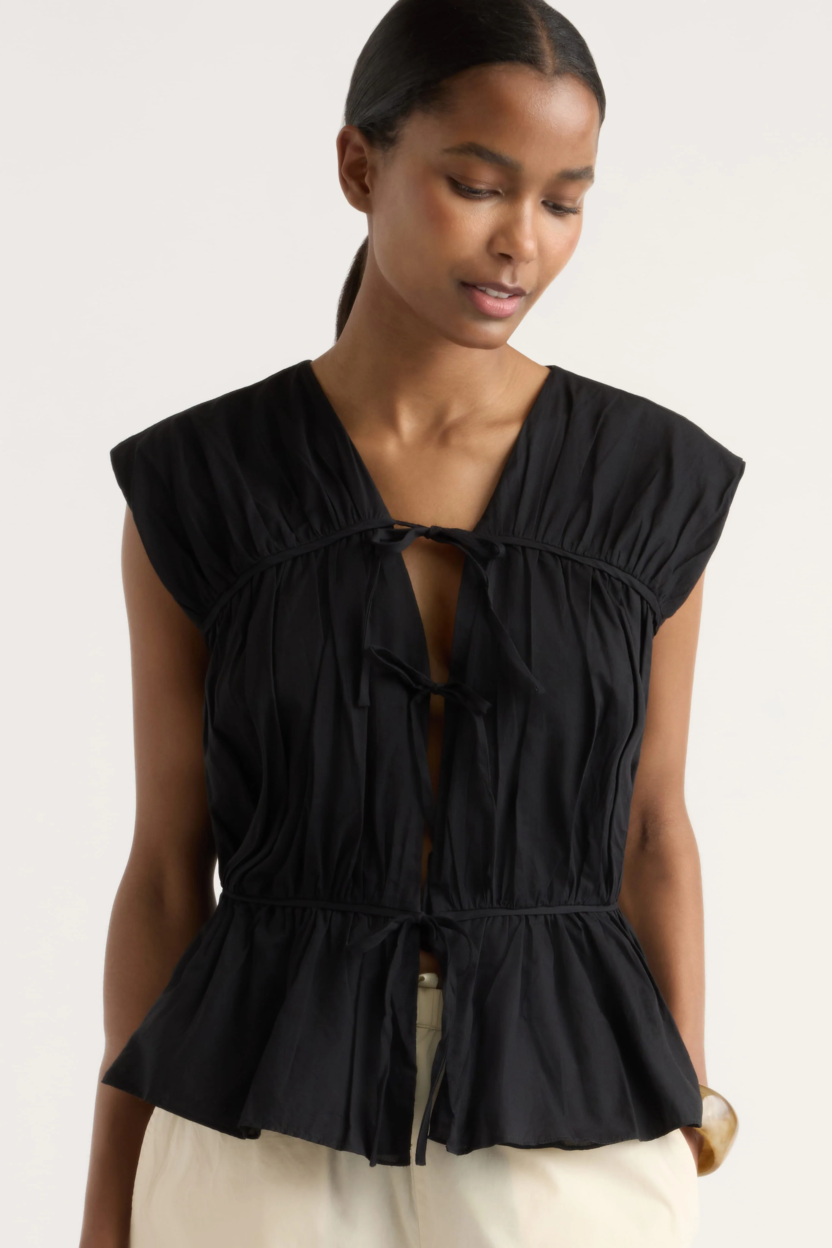Norah Tie-Front Organic Cotton Blouse - Image 5