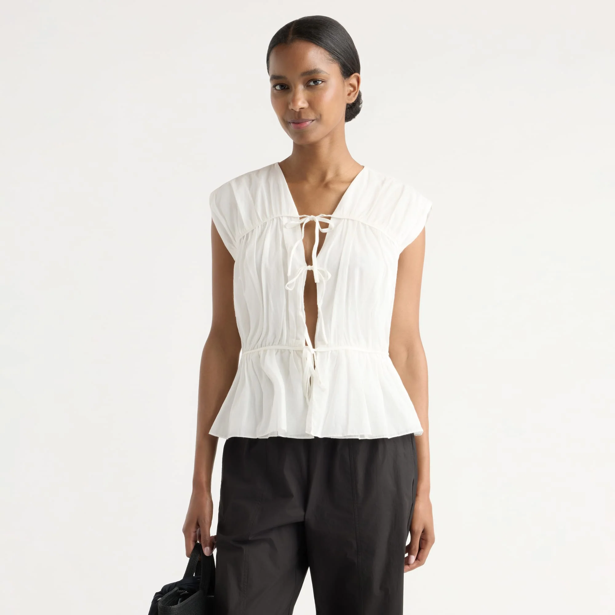 Norah Tie-Front Organic Cotton Blouse