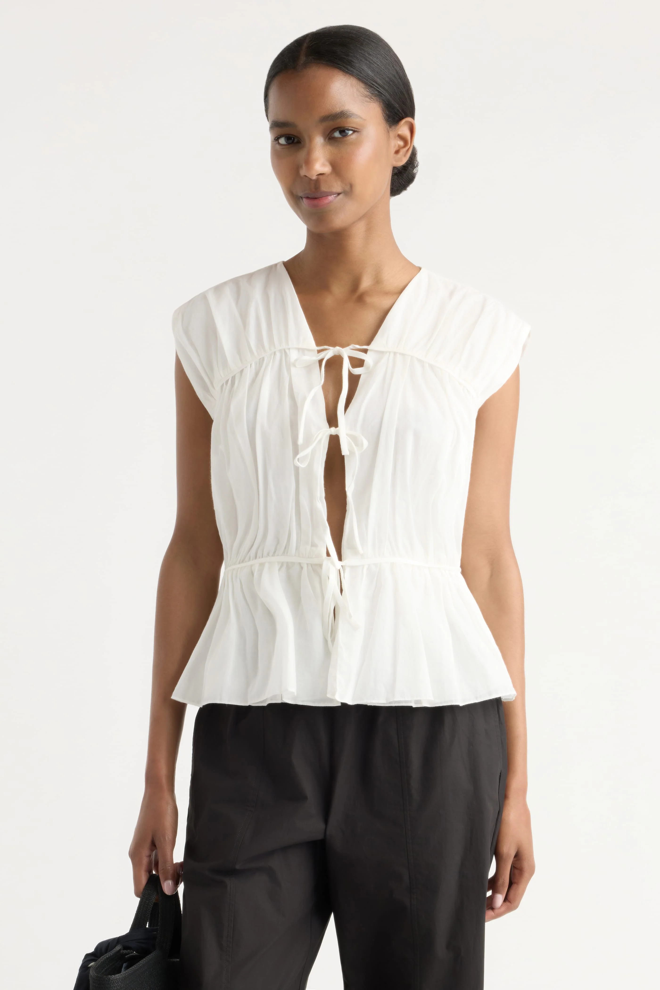 Norah Tie-Front Organic Cotton Blouse - Image 2