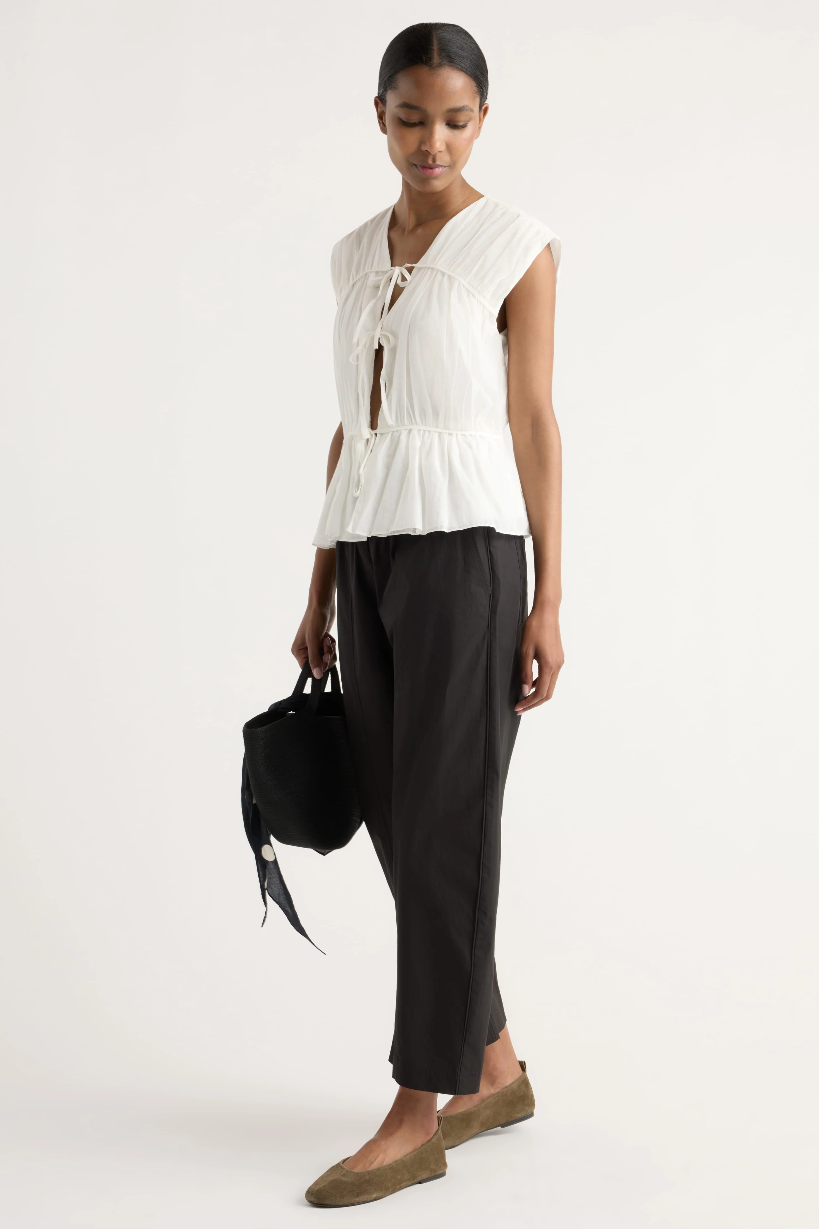Norah Tie-Front Organic Cotton Blouse - Image 3