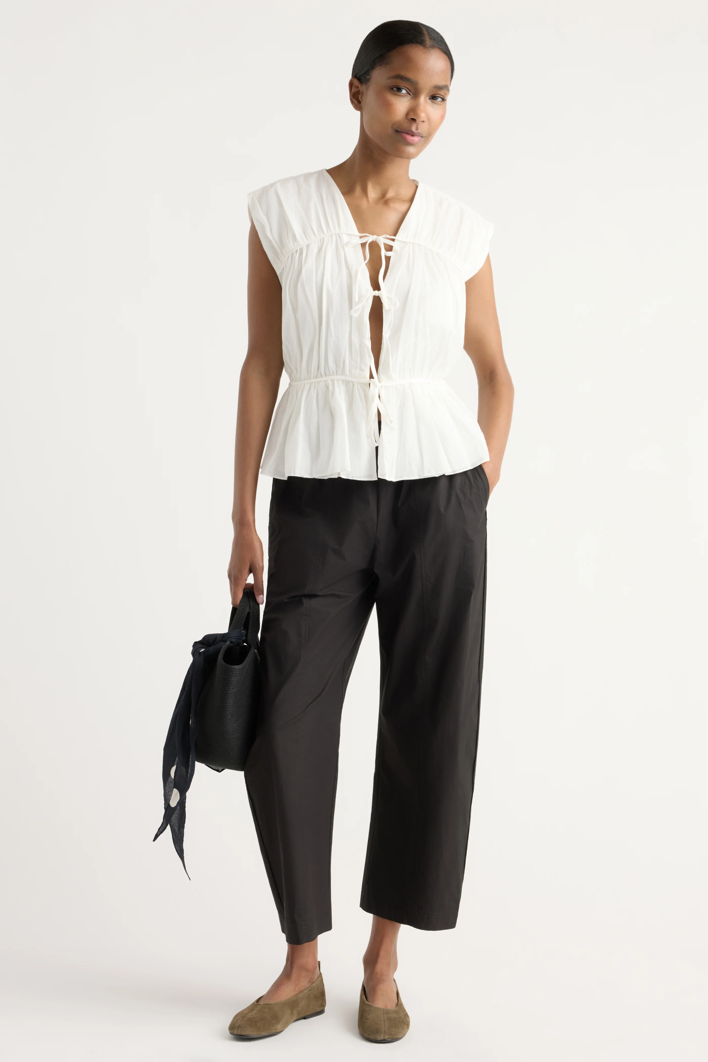 Norah Tie-Front Organic Cotton Blouse - Image 5