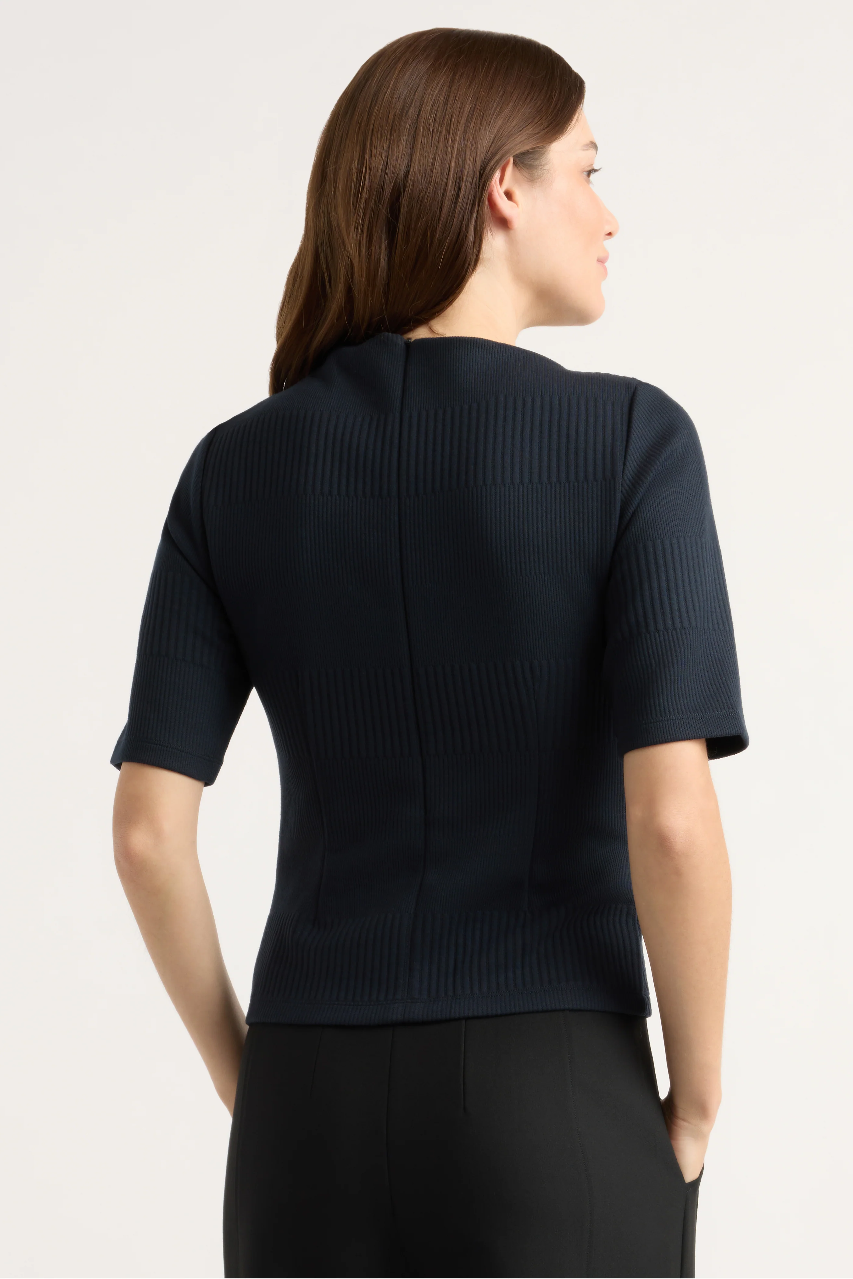 Pauline Ribbed Asymmetric-Neck Top - Image 4