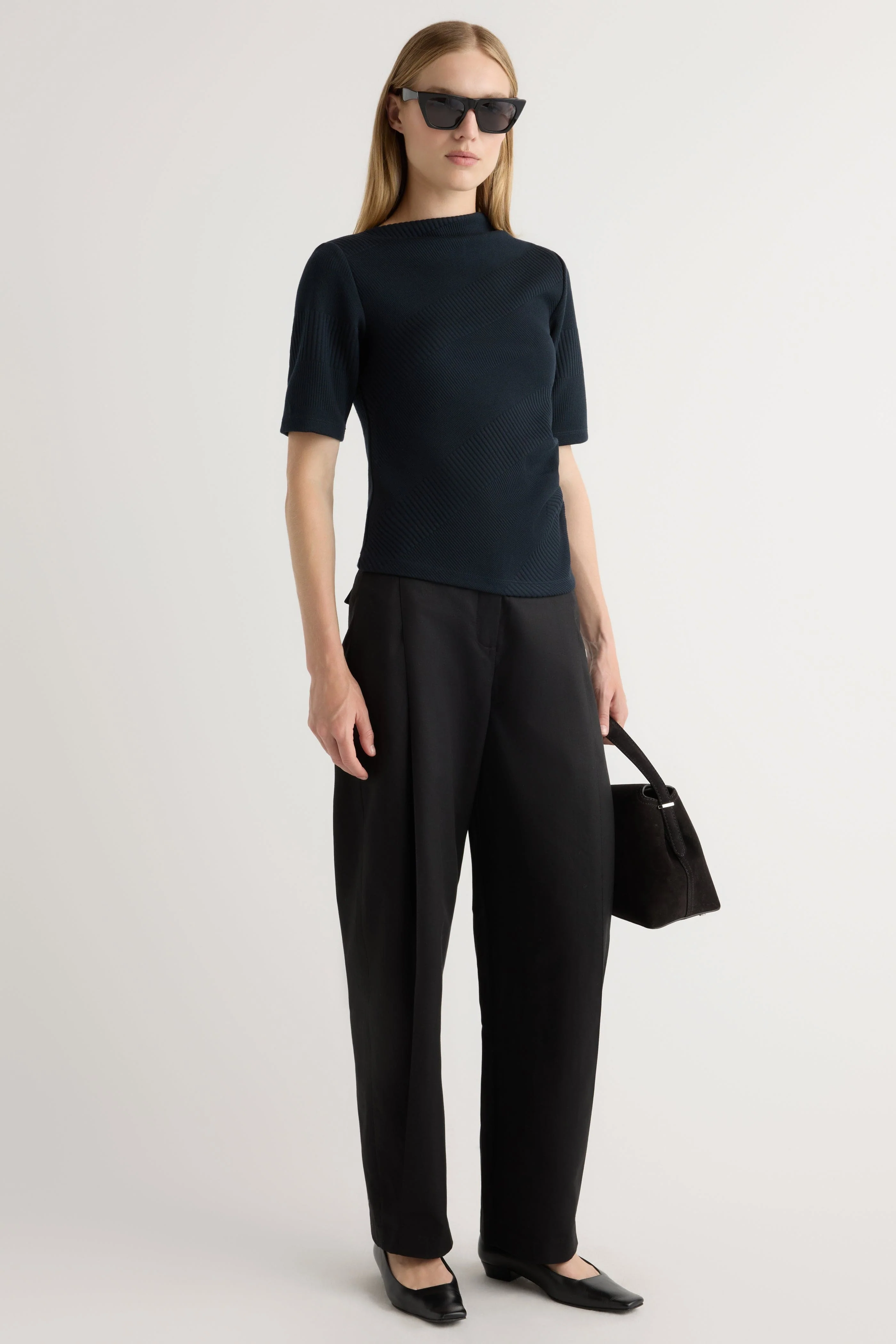 Pauline Ribbed Asymmetric-Neck Top - Image 6