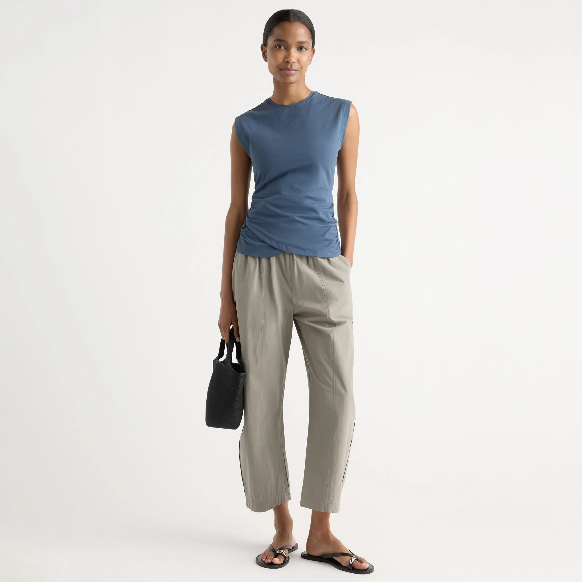 Priya Stretch-Waist Barrel-Leg Pant
