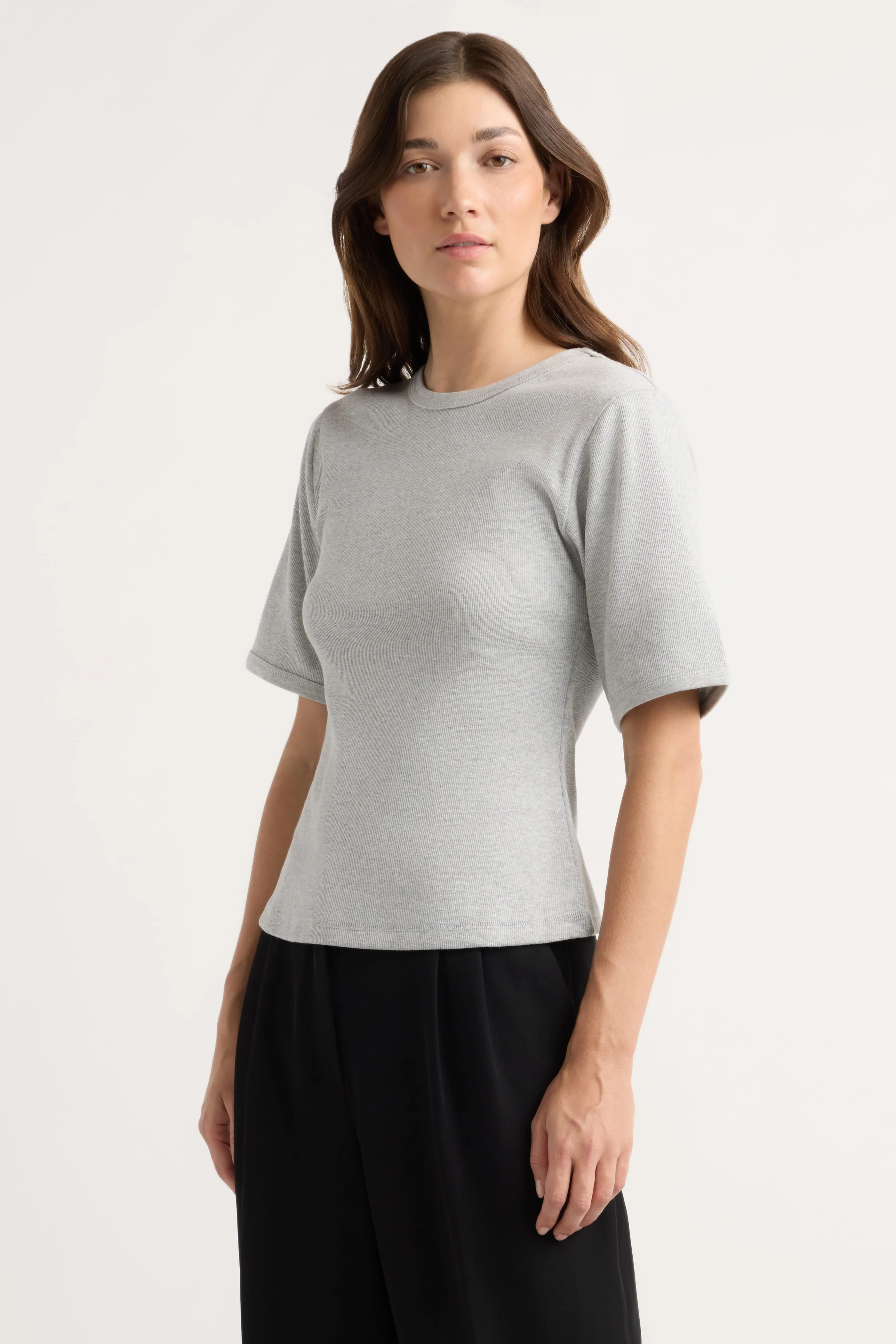 Reanne Ribbed Sculpted Crew-Neck Tee - Image 2