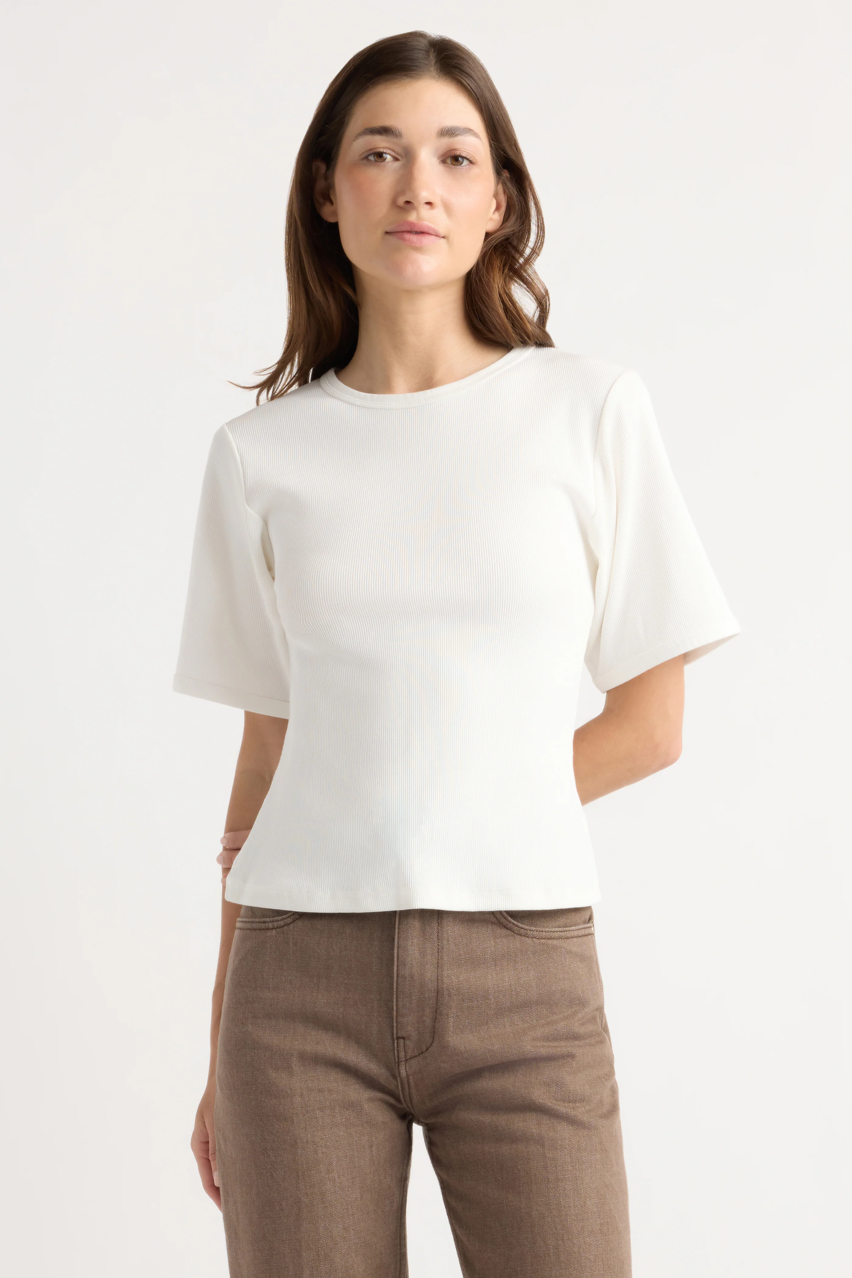 Reanne Ribbed Sculpted Crew-Neck Tee - Image 2