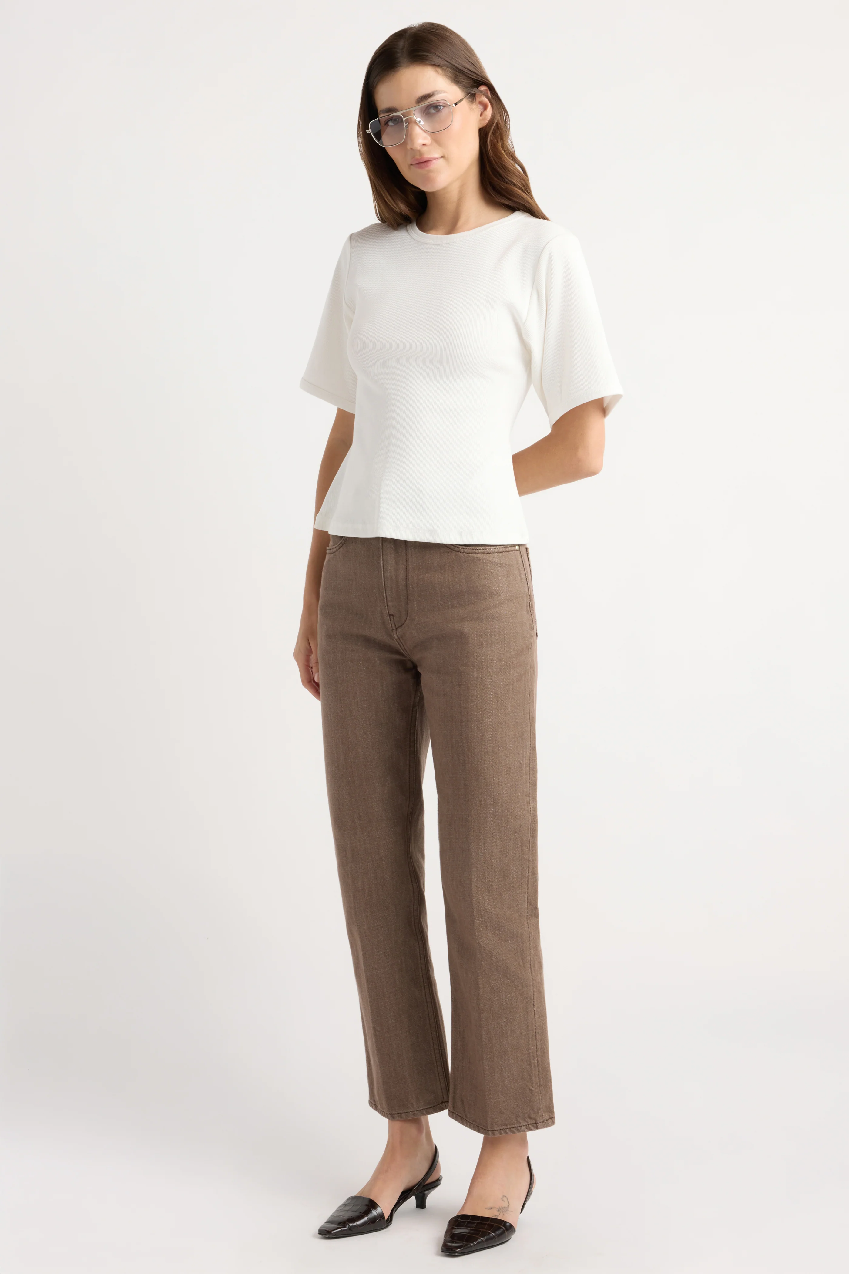 Reanne Ribbed Sculpted Crew-Neck Tee - Image 3