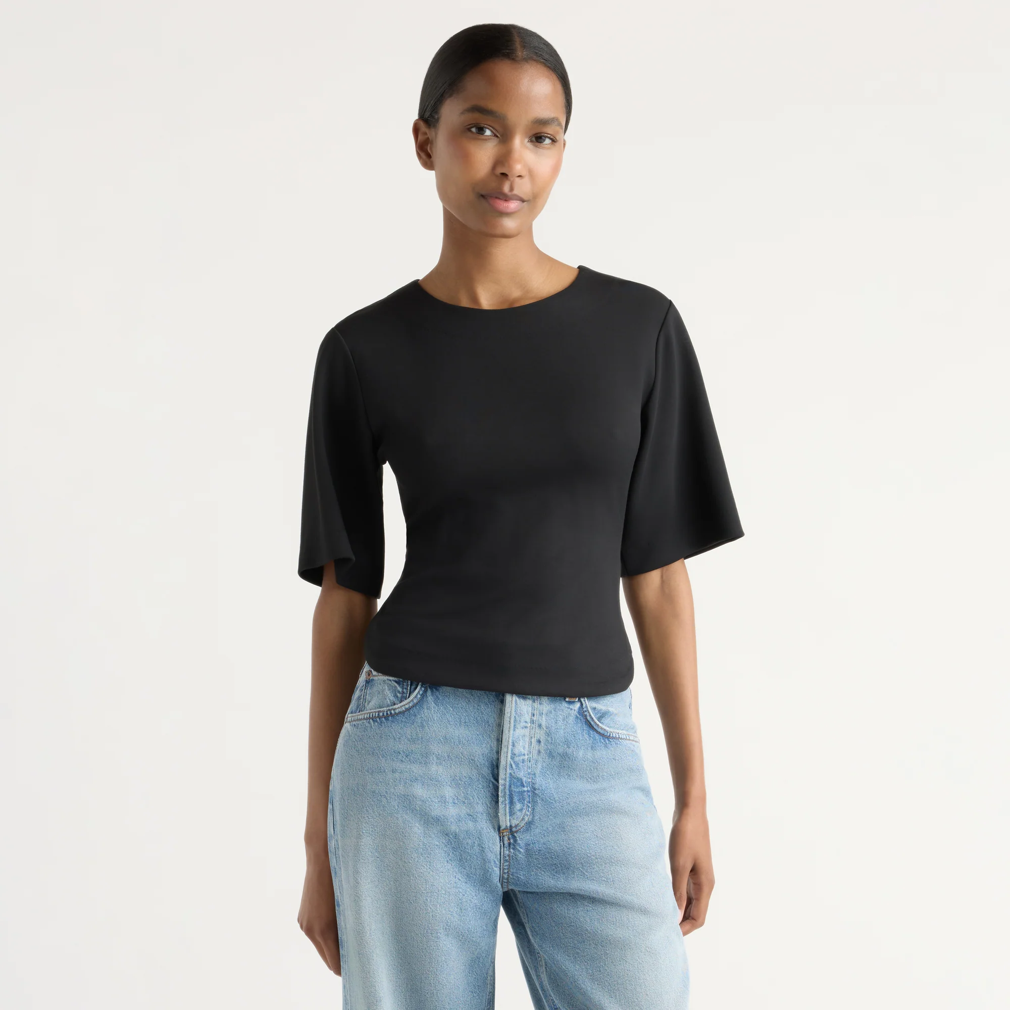 Reem Sculpted Curved-Hem Tee