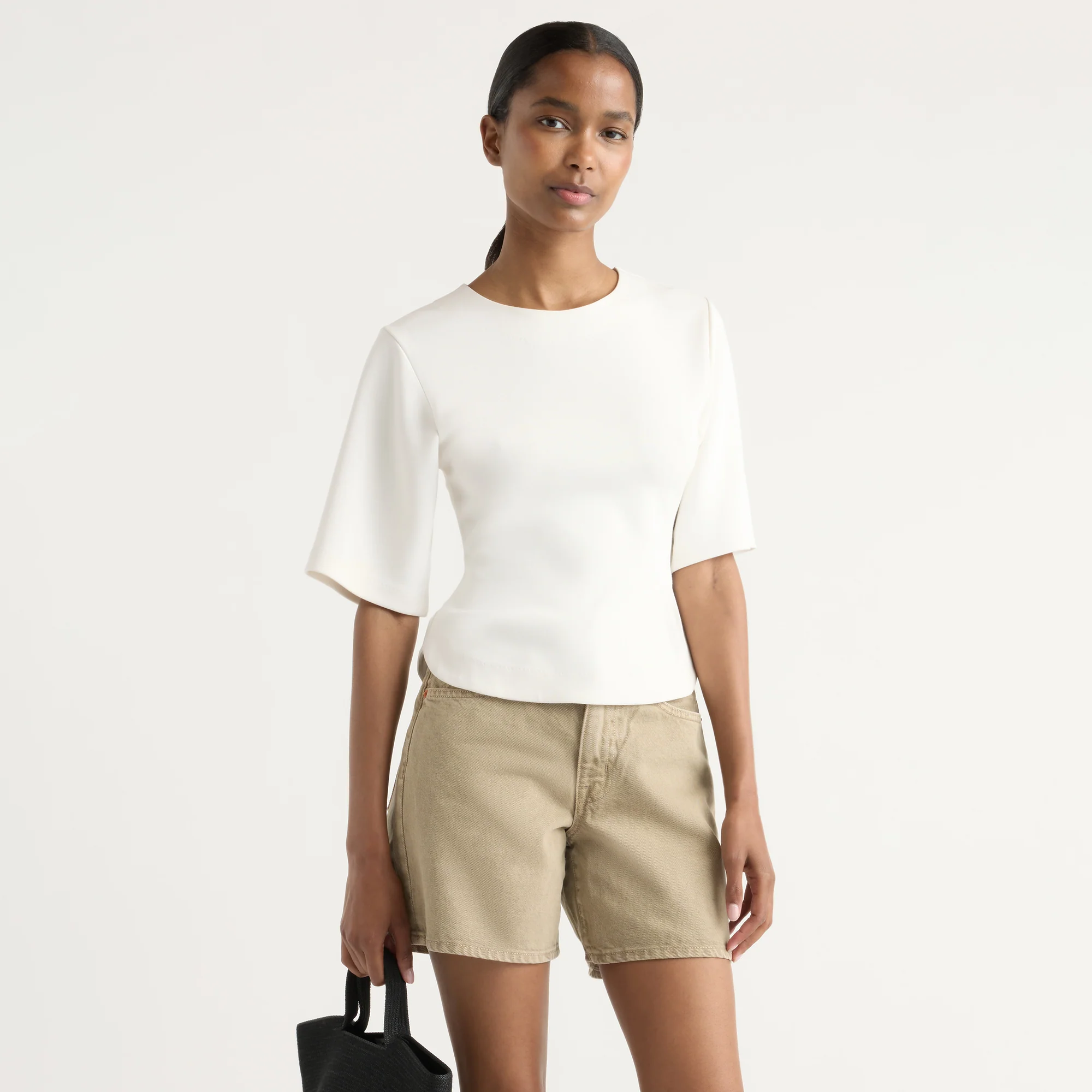 Reem Sculpted Curved-Hem Tee