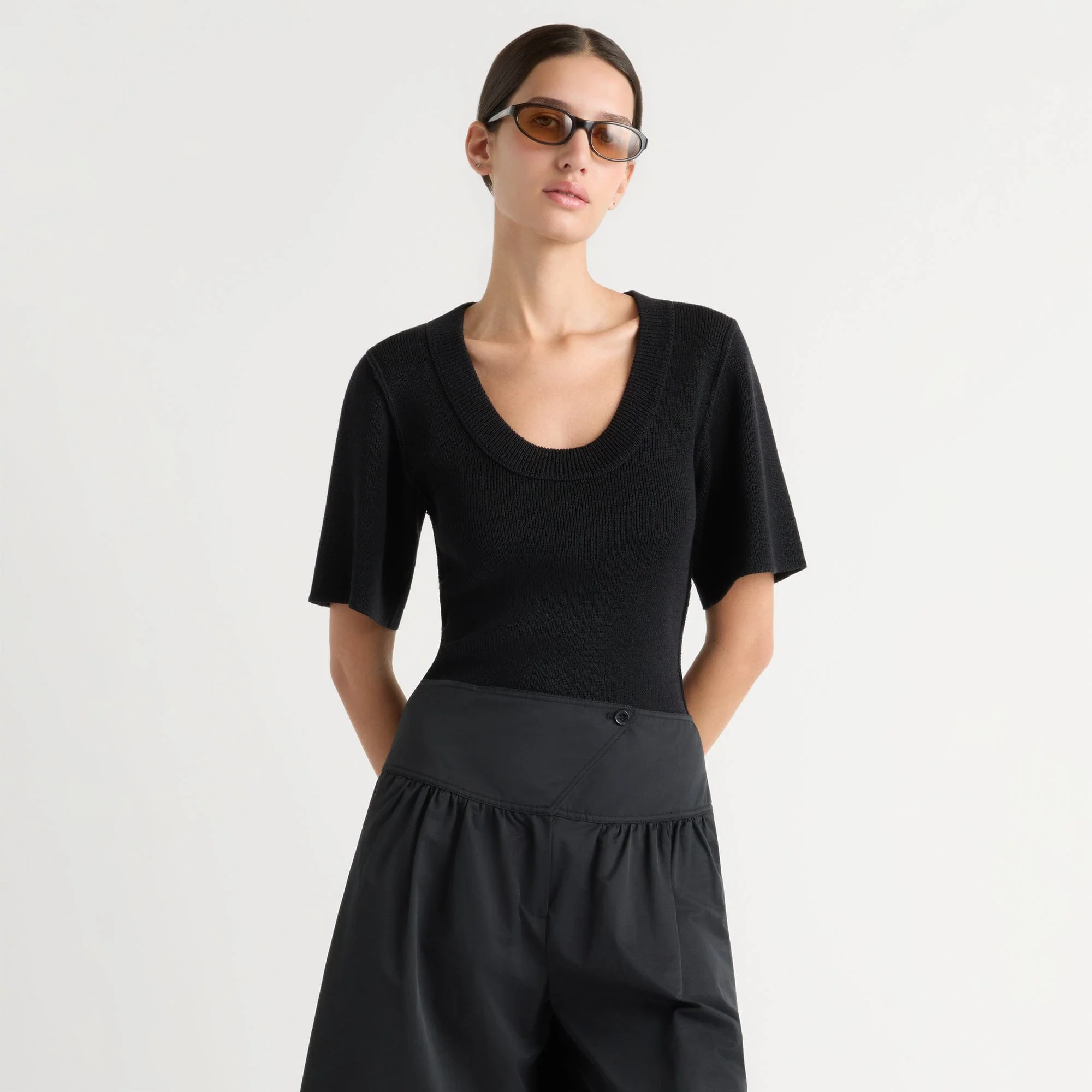 Reina Sculpted Scoop-Neck Knit Top
