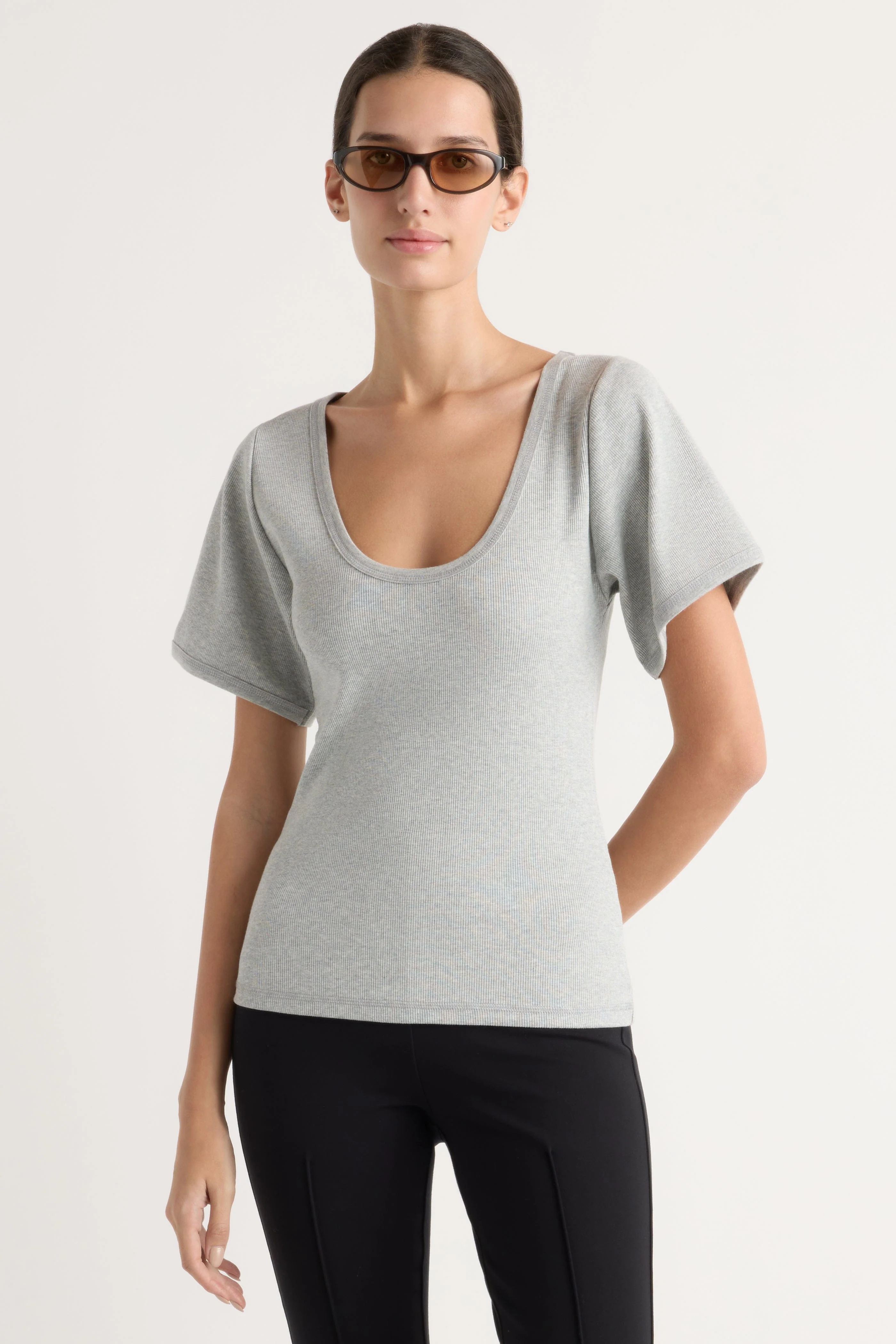 Renee Sculpted Scoop-Neck Tee - Image 6