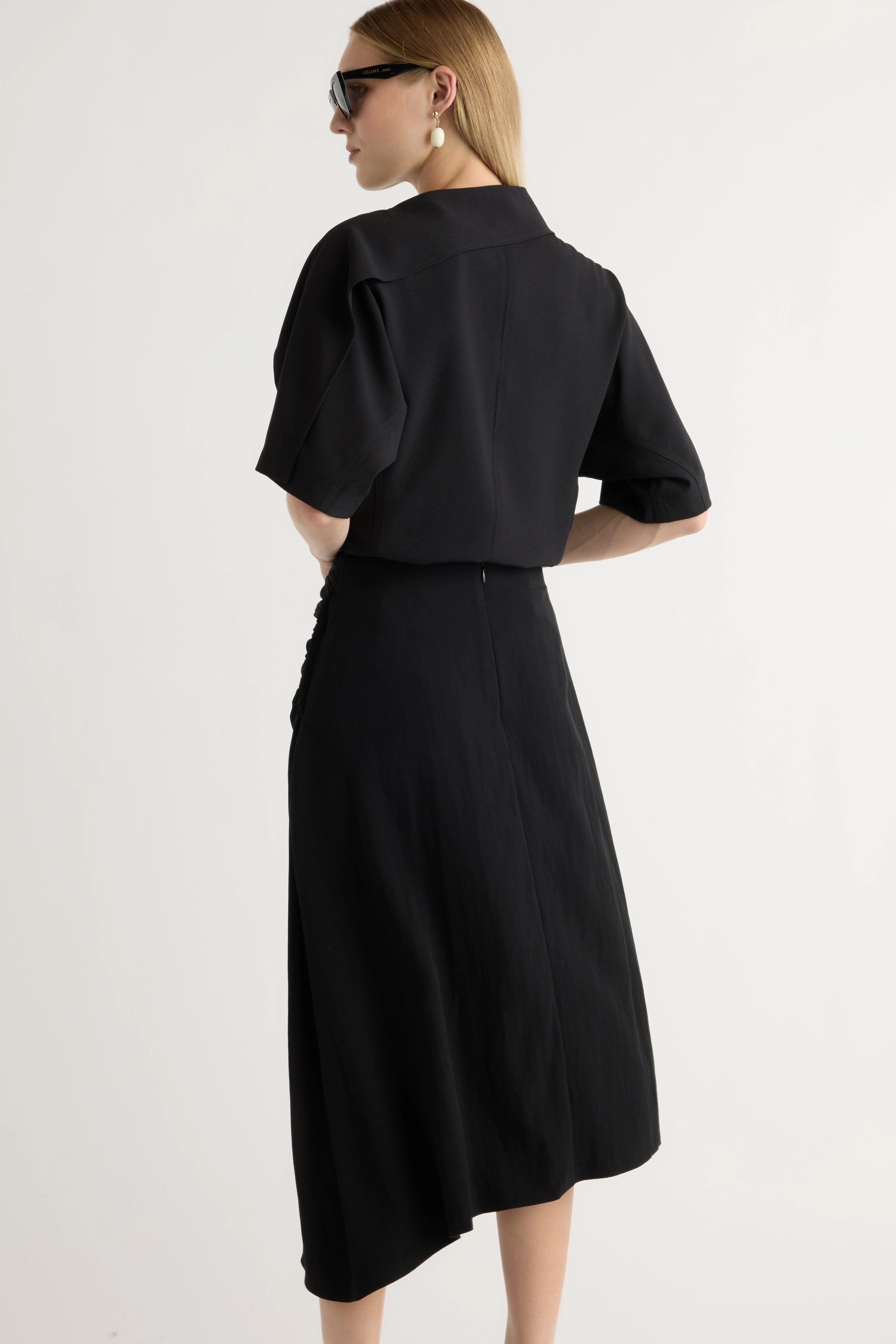 Rita Asymmetric-Hem Shirred Skirt - Image 7