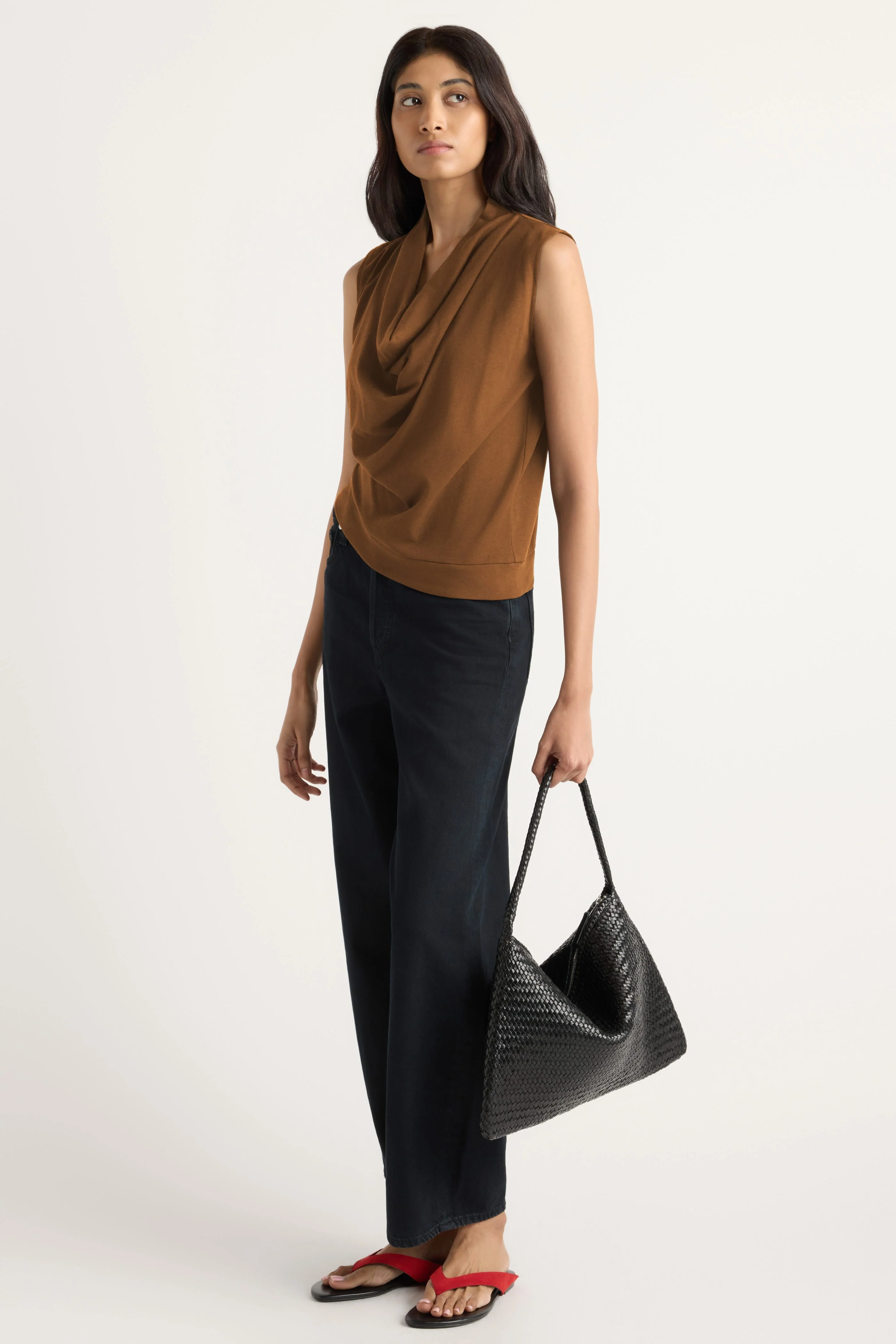 Romy Cotton-Linen Cowl-Neck Tee - Image 5