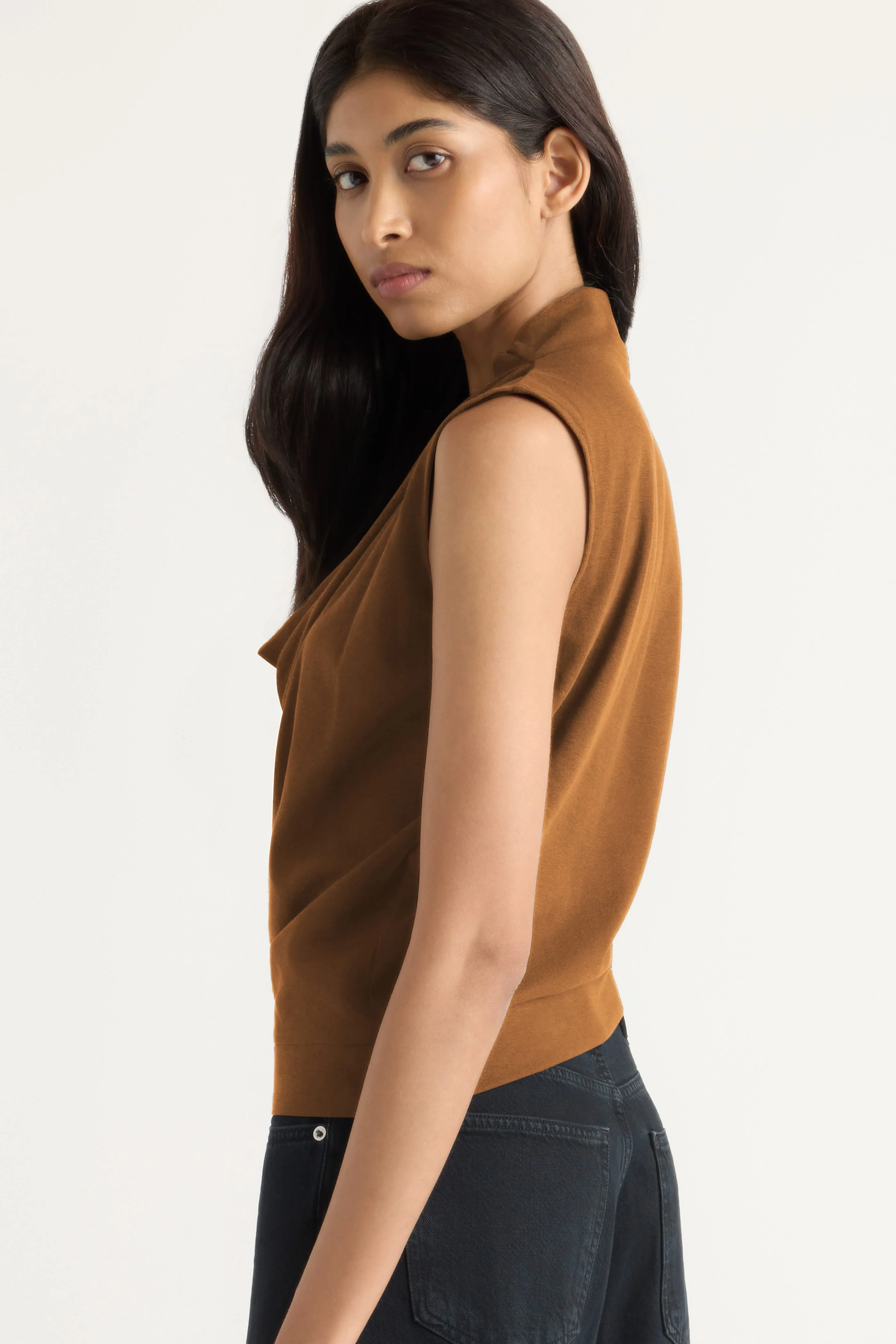 Romy Cotton-Linen Cowl-Neck Tee - Image 8