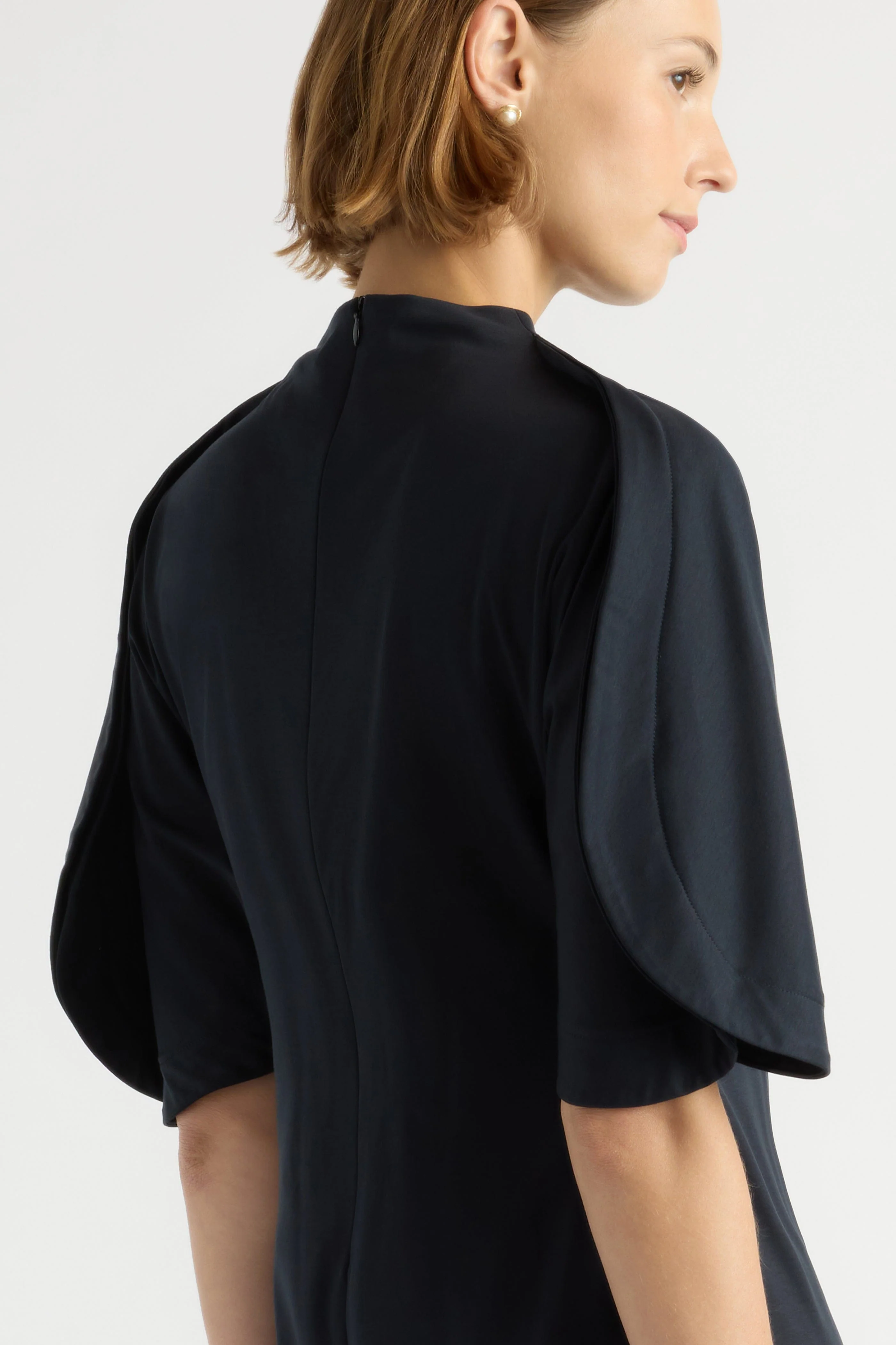 Seren Pima-Cotton Foldover-Sleeve Dress - Image 3