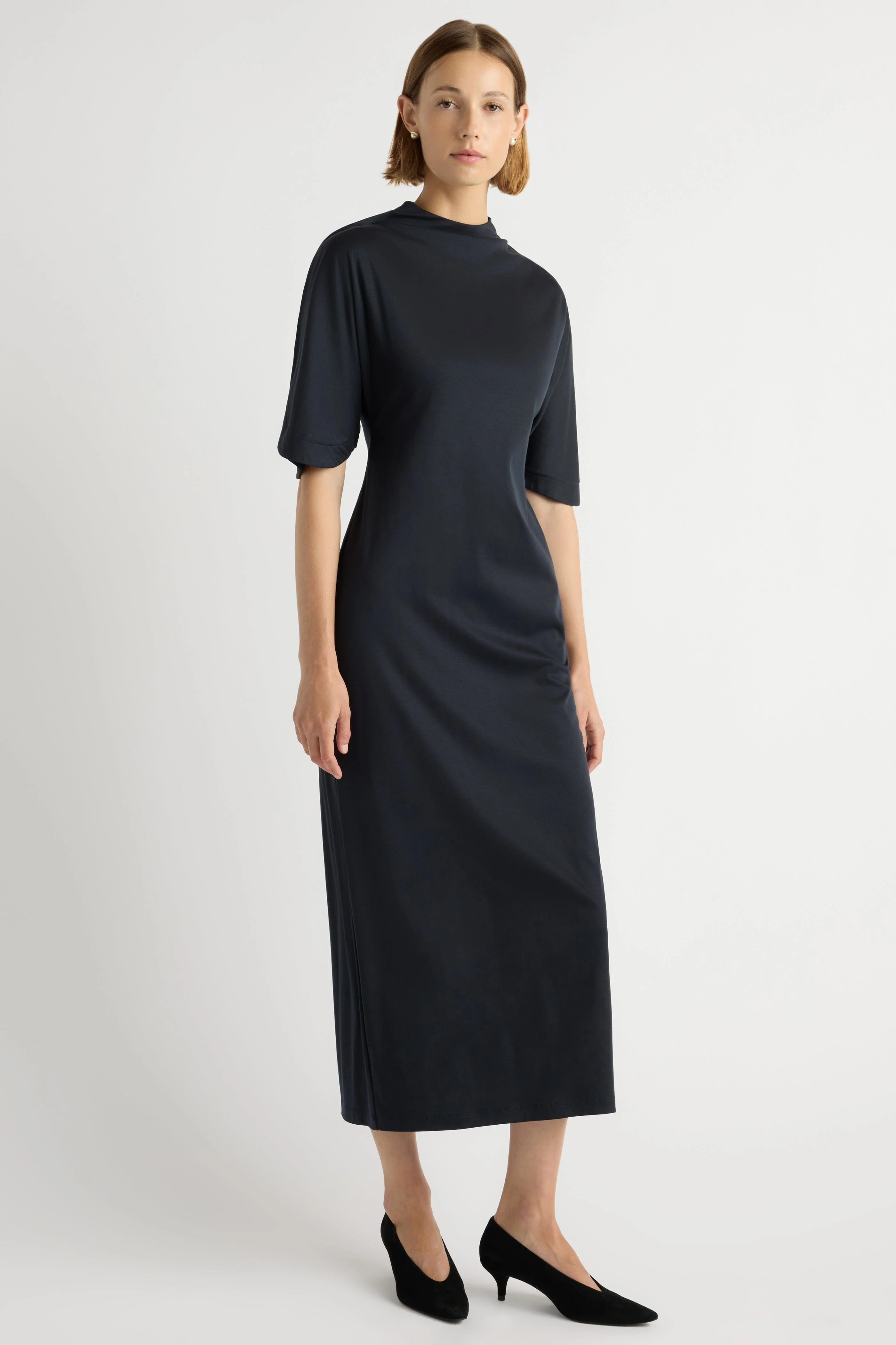 Seren Pima-Cotton Foldover-Sleeve Dress - Image 4