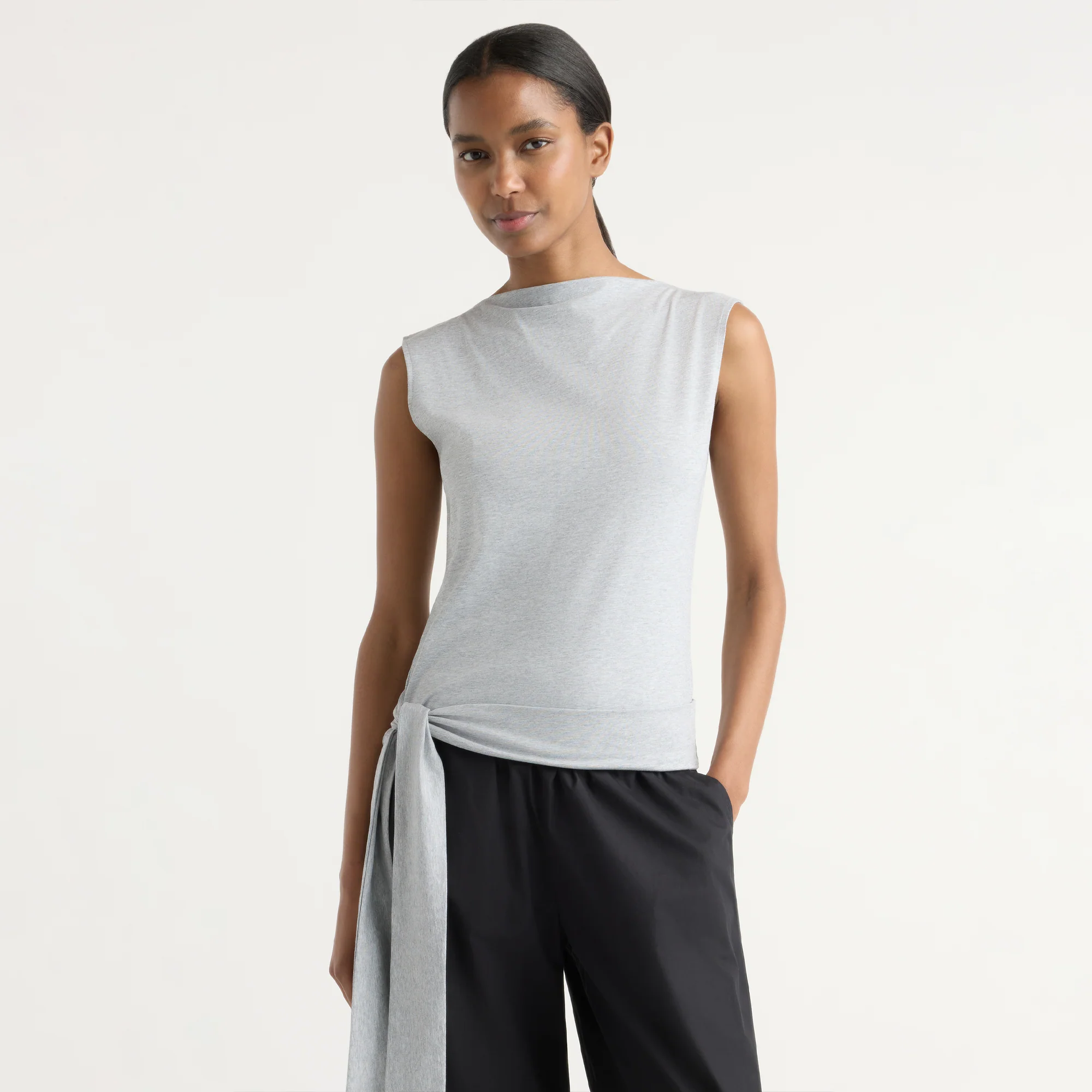 Sylvia Tie-Hem Slit-Neck Tank