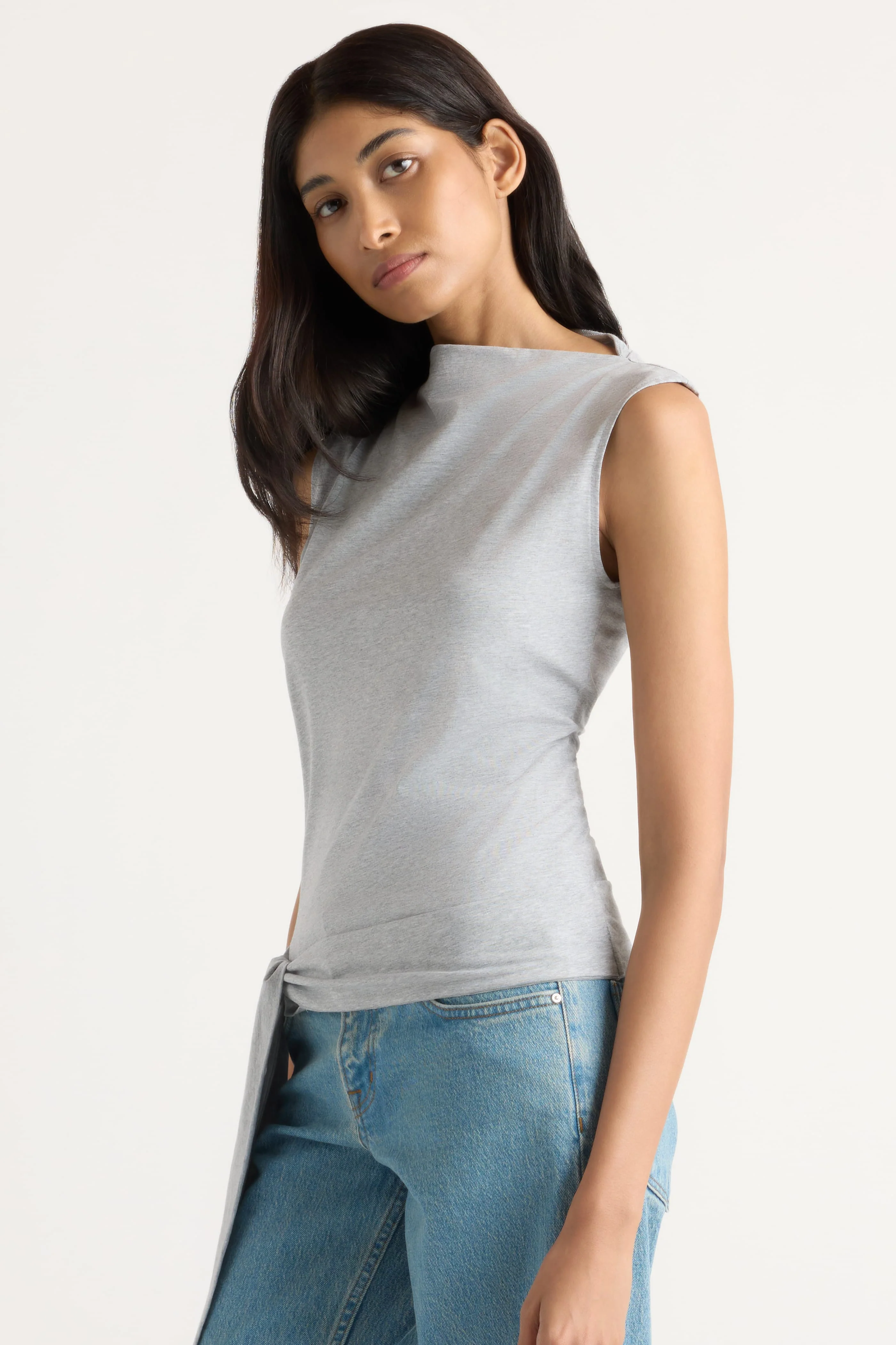 Sylvia Tie-Hem Slit-Neck Tank - Image 7
