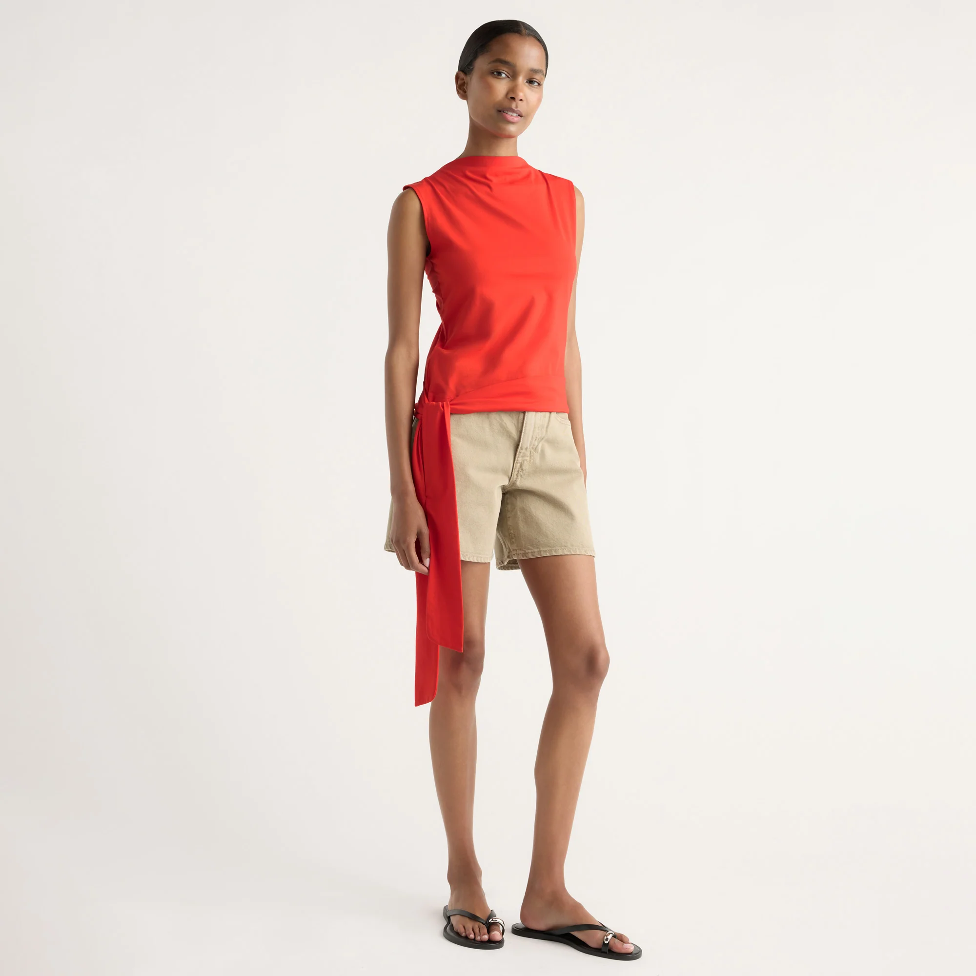 Sylvia Tie-Hem Slit-Neck Tank