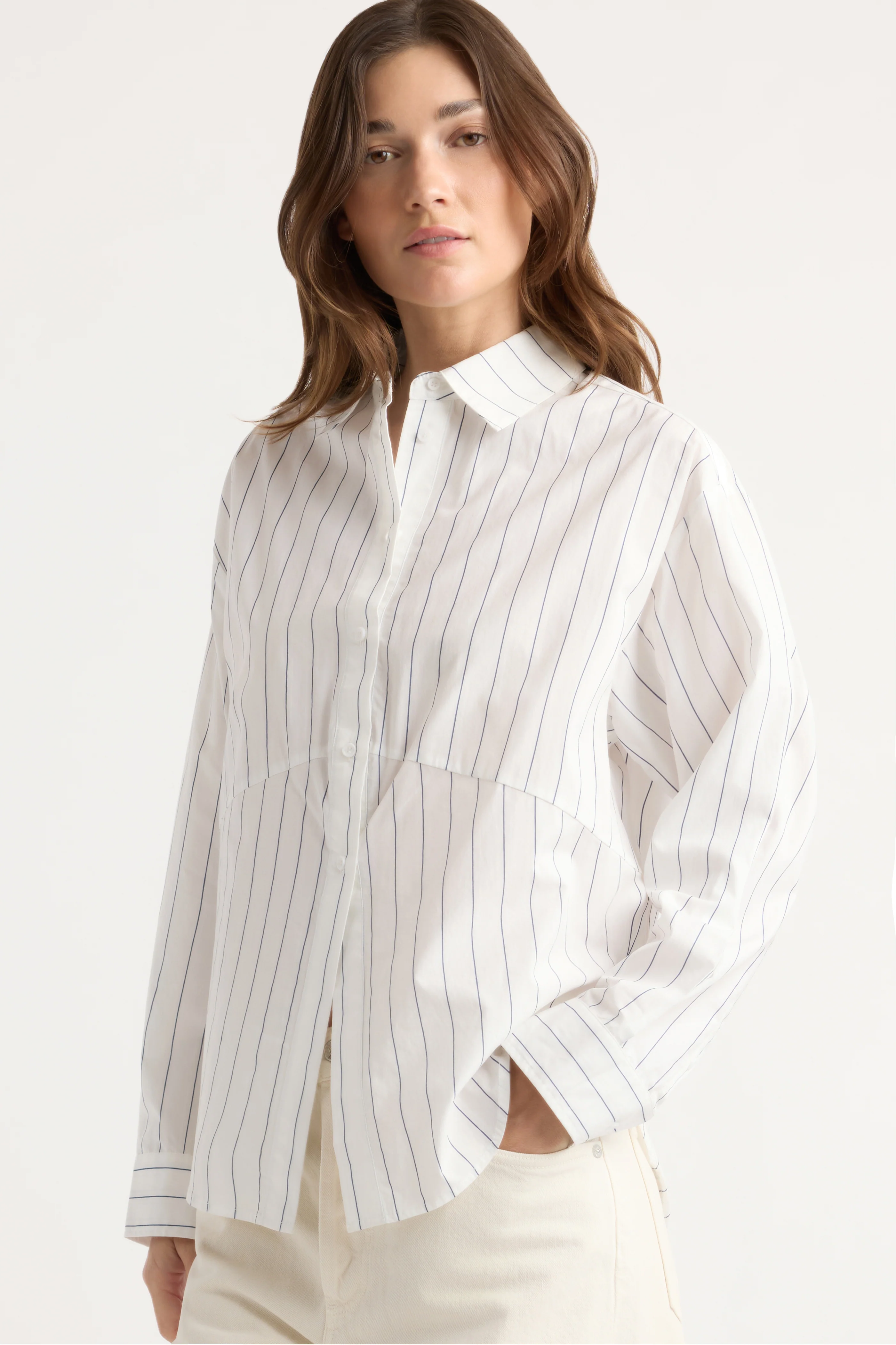 Tarinah Front-Split Striped Shirt - Image 3