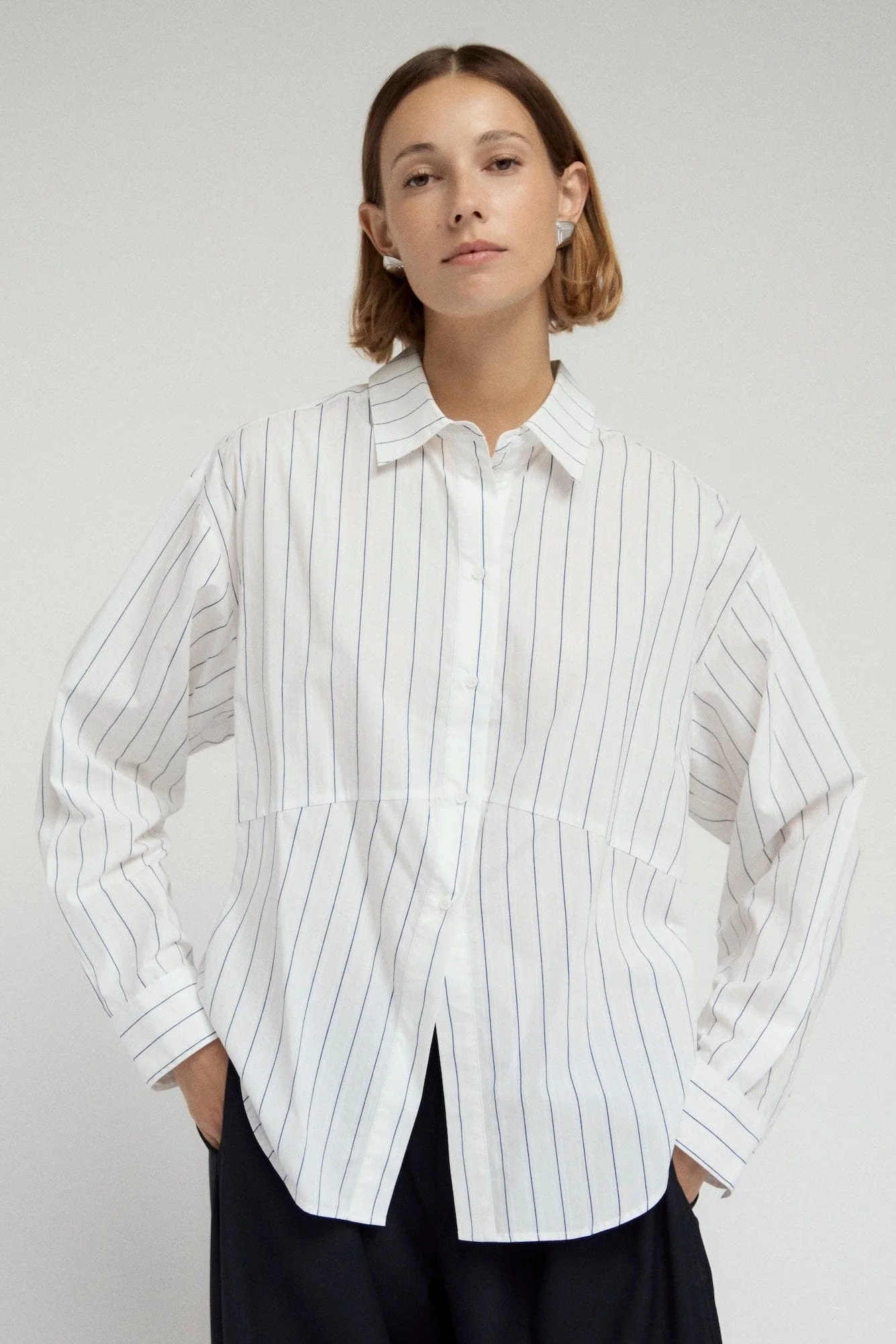 Tarinah Front-Split Striped Shirt - Image 7