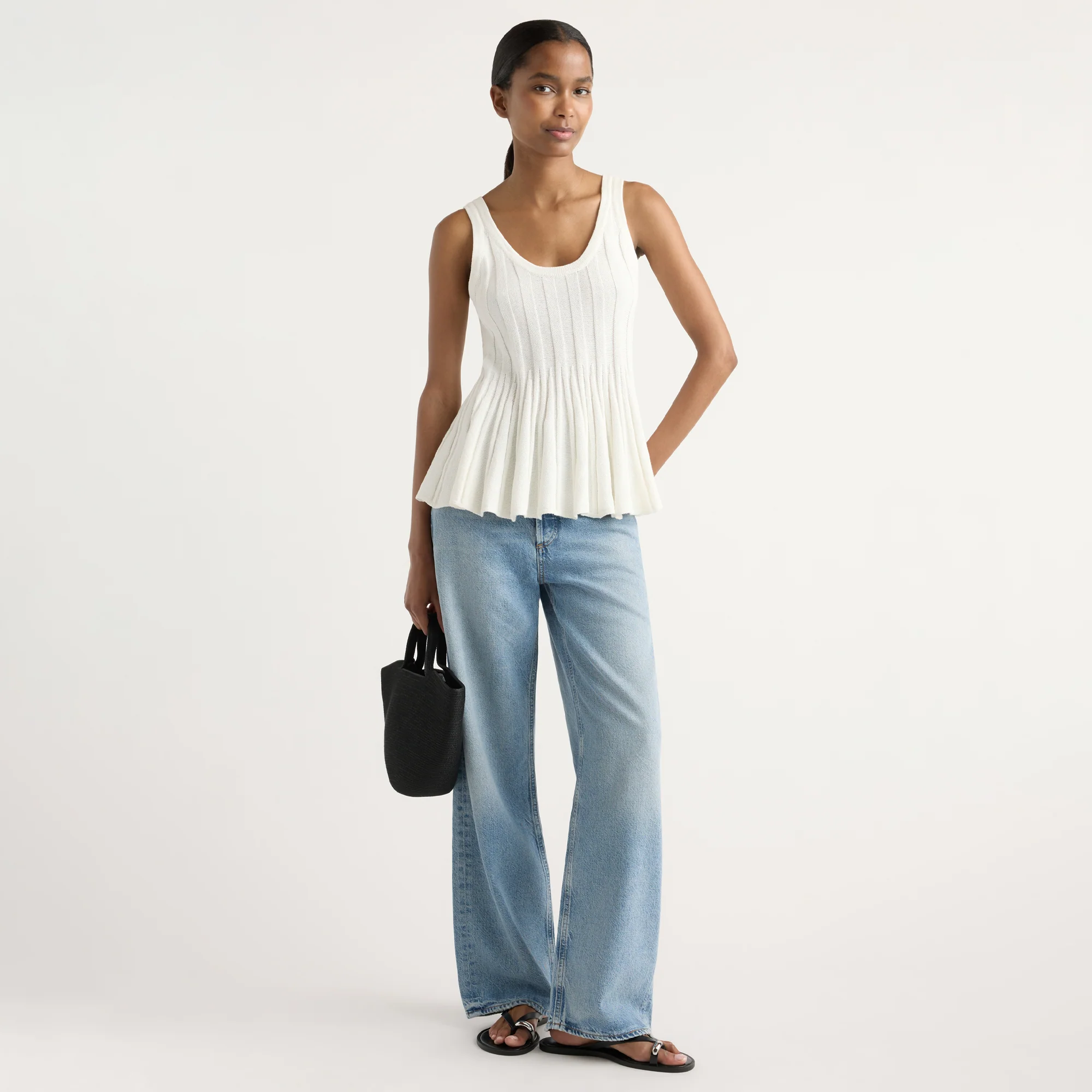 Valentina Ribbed Peplum Knit Tank
