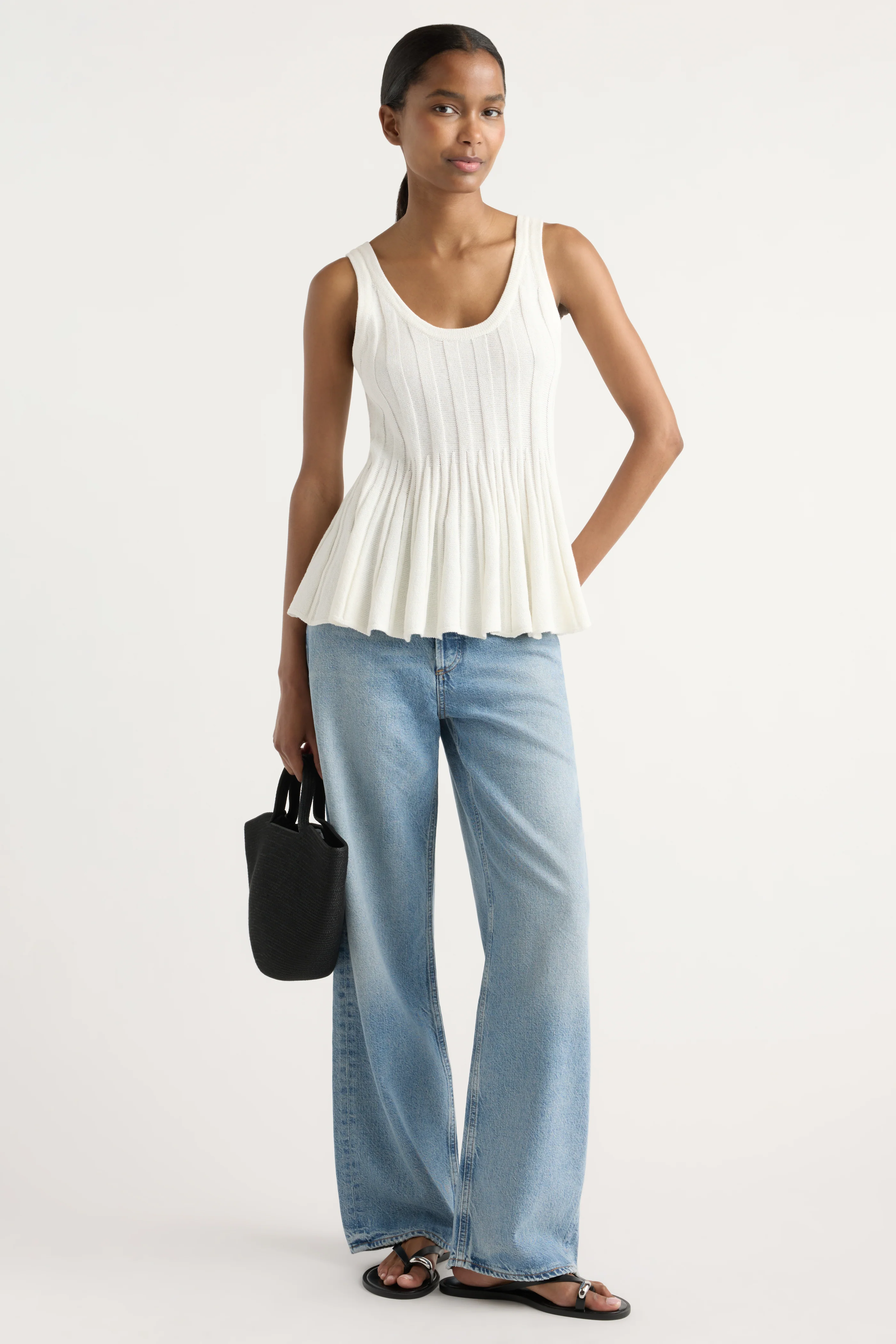 Valentina Ribbed Peplum Knit Tank - Image 2