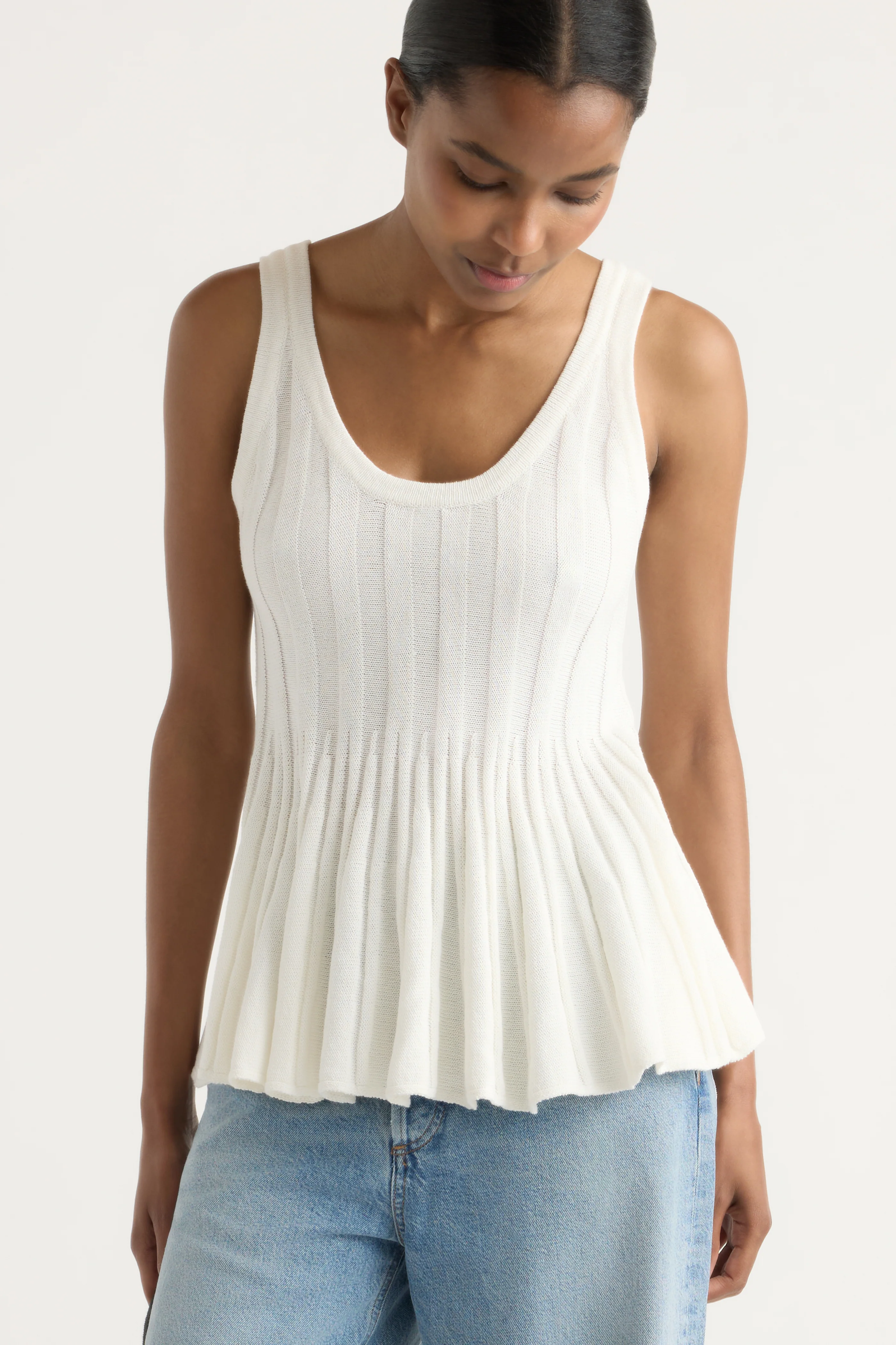 Valentina Ribbed Peplum Knit Tank - Image 3