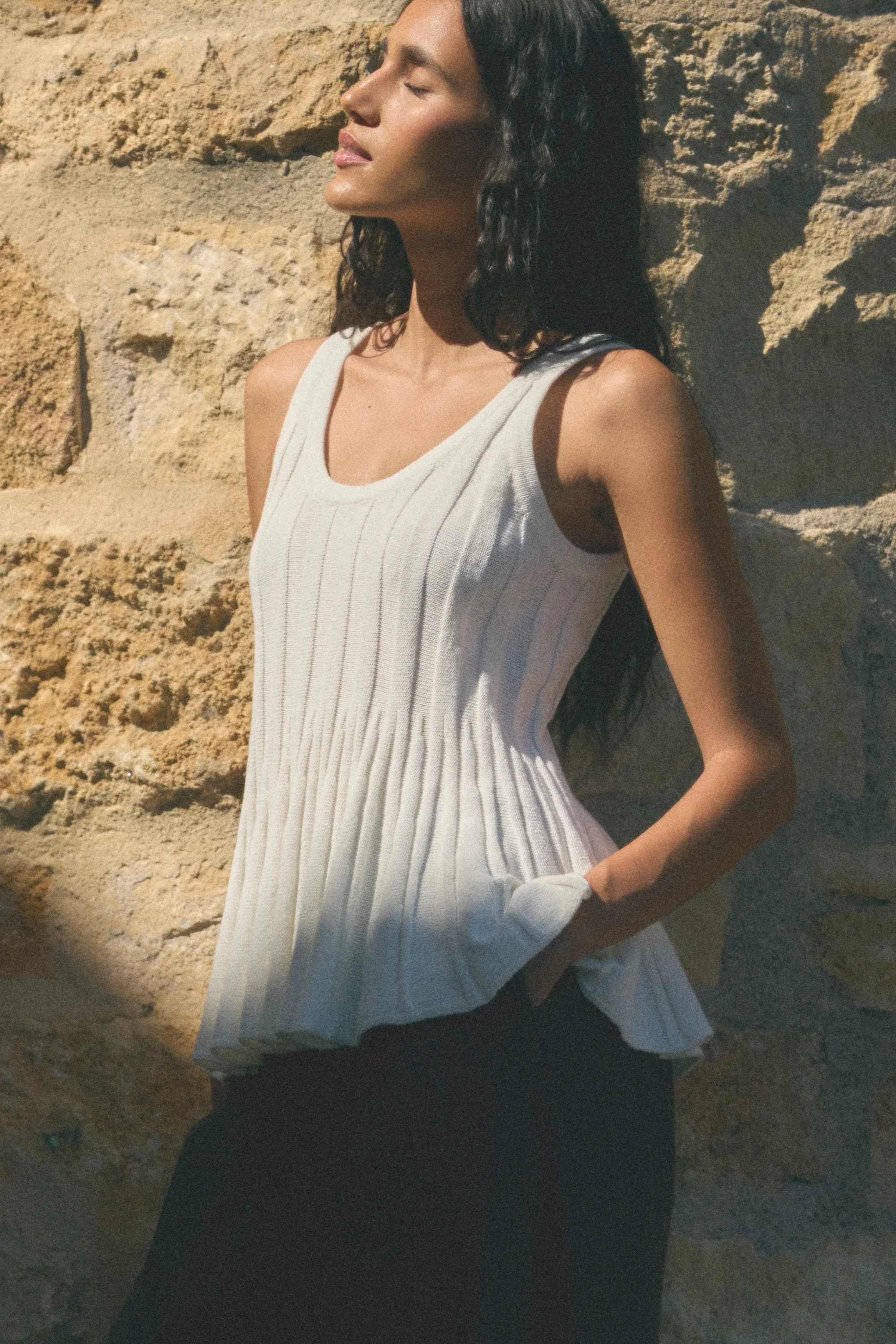 Valentina Ribbed Peplum Knit Tank - Image 7