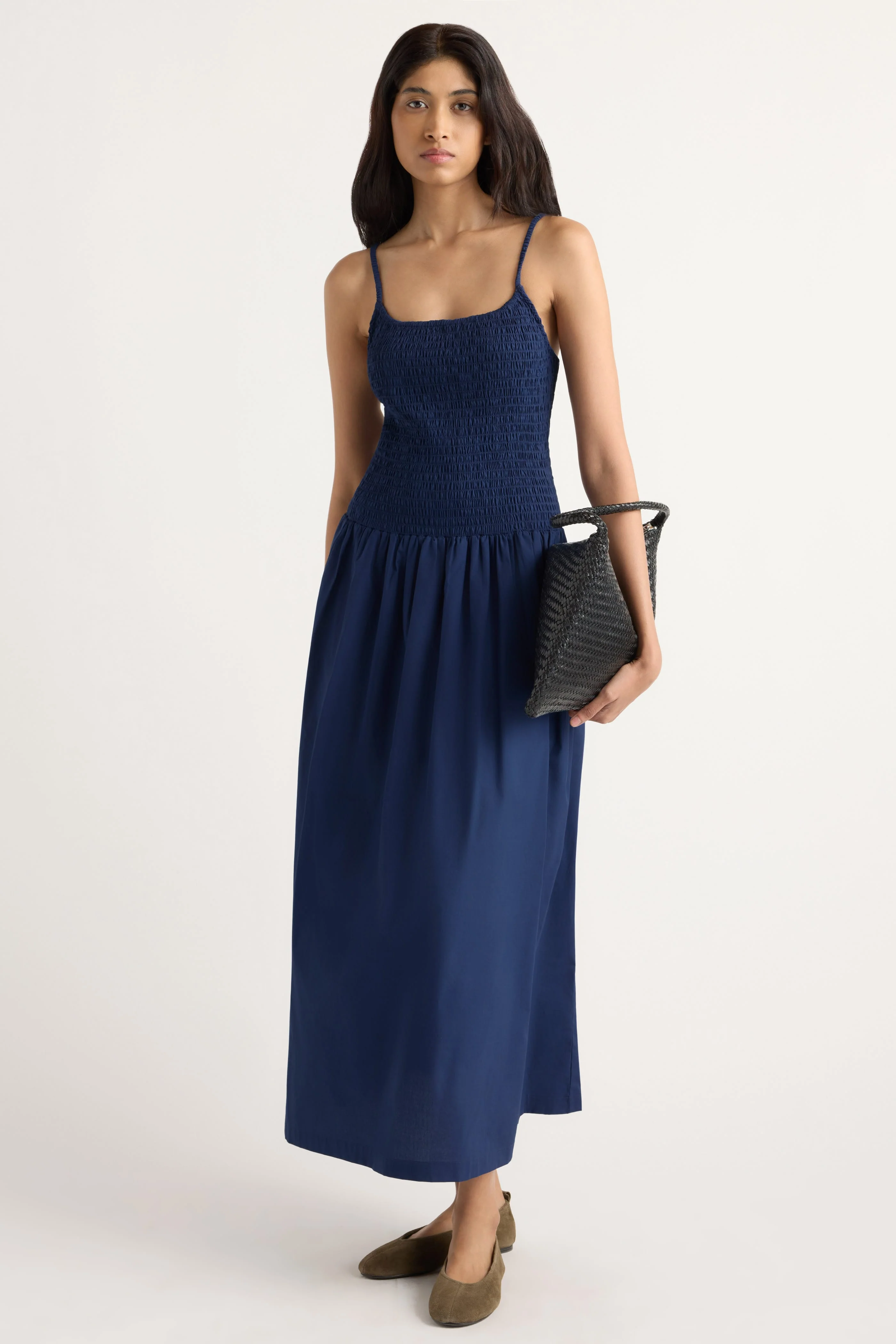 Venus Smocked Organic Cotton Midi Dress - Image 4