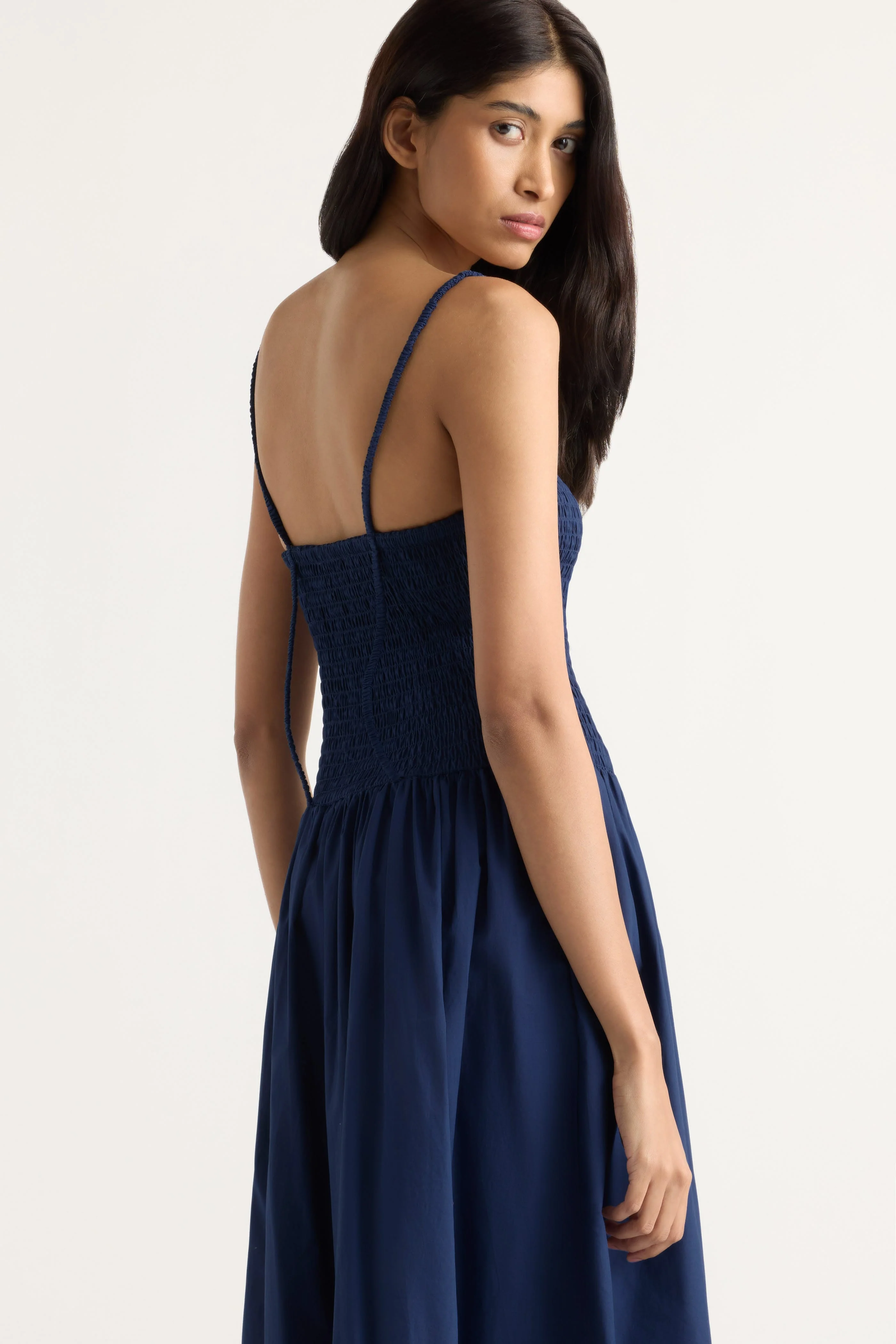 Venus Smocked Organic Cotton Midi Dress - Image 7