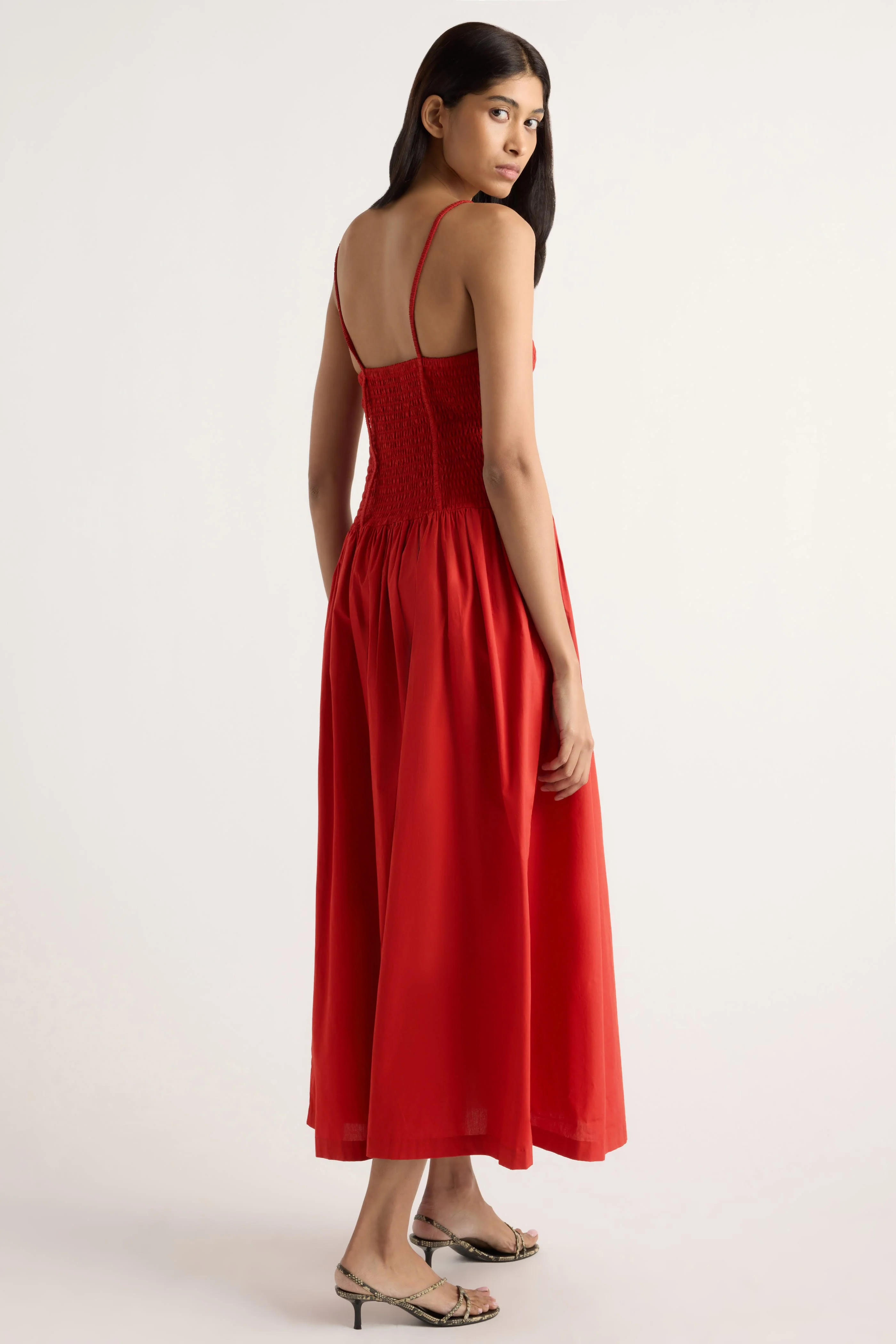 Venus Smocked Organic Cotton Midi Dress - Image 6